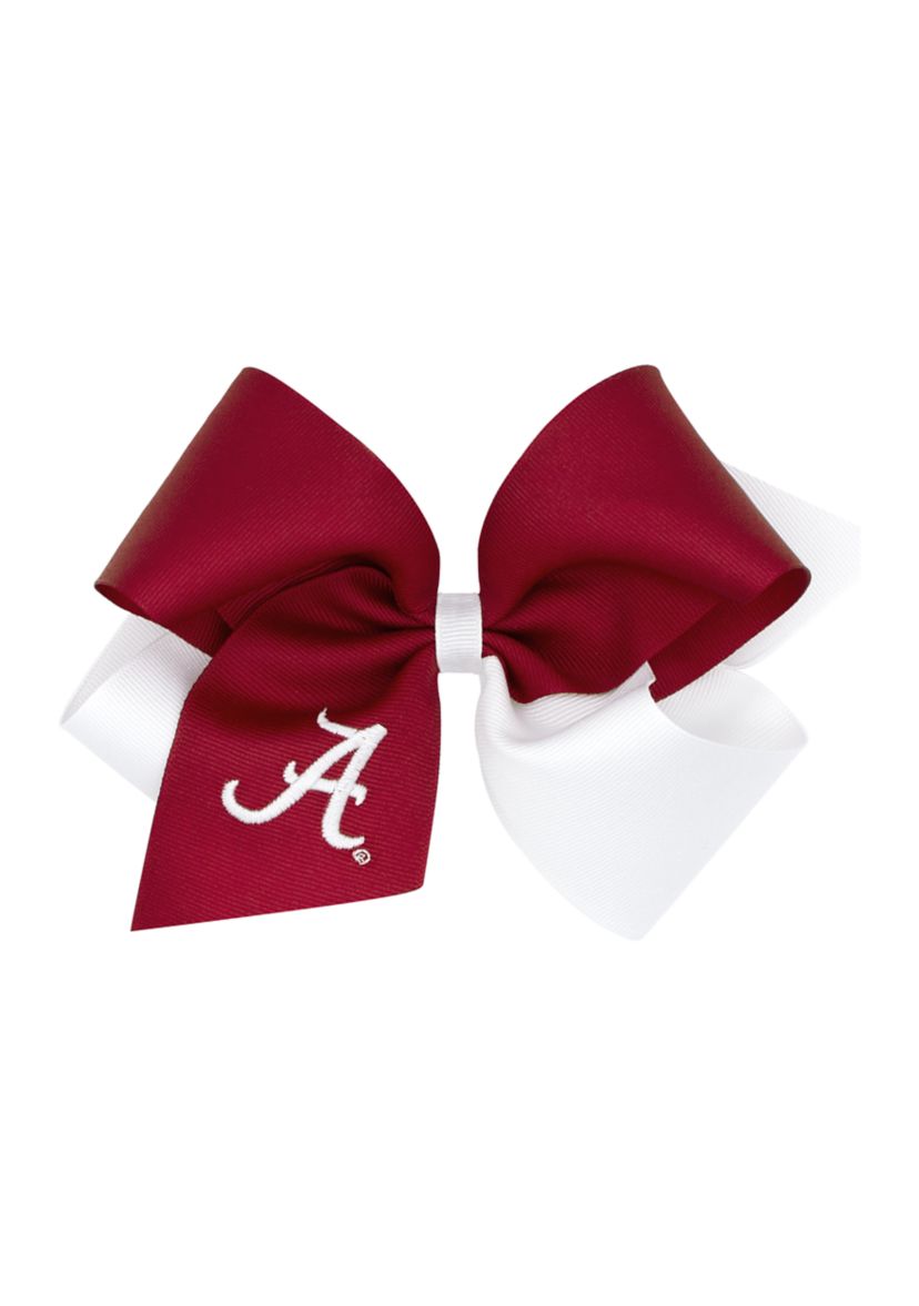 NCAA King Two-Tone Grosgrain Bow with Embroidered Collegiate Logo 