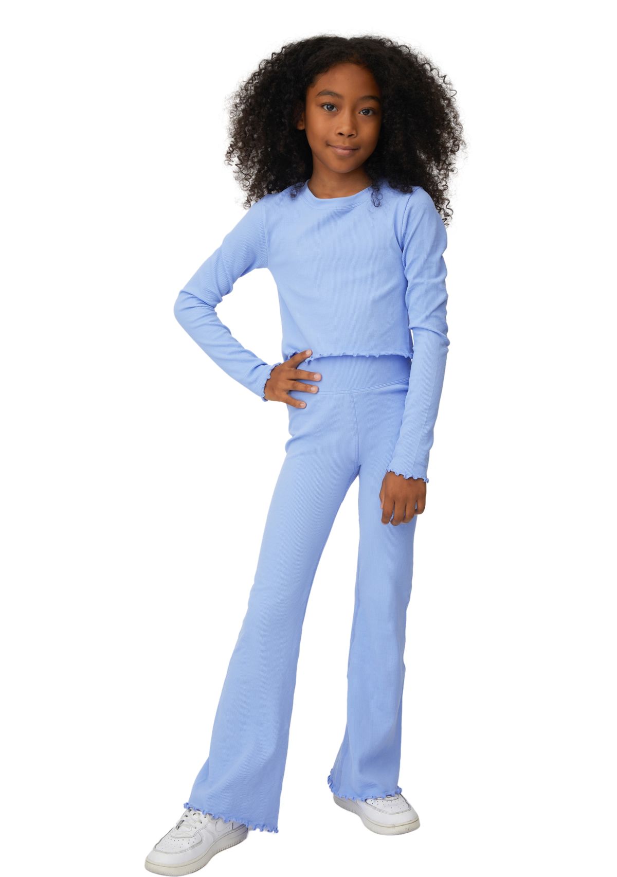 Girls 7-16 Ribbed Crew Neck and Pants Set