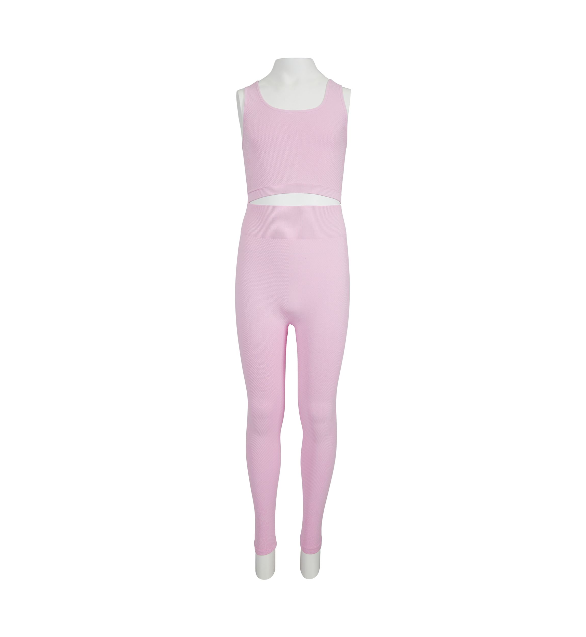 Girls 7-16 Ribbed Seamless Scoop Neck Top and Floral Jacquard Legging Set