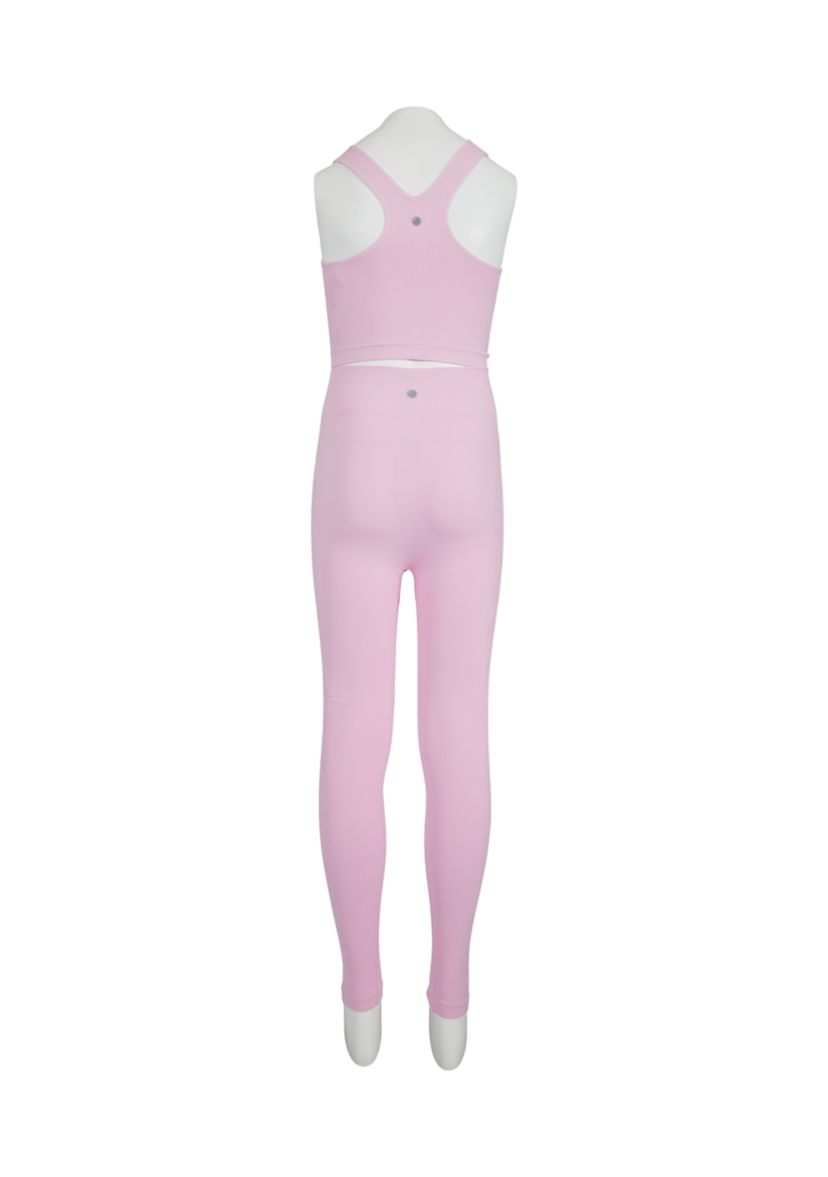 Girls 7-16 Ribbed Seamless Scoop Neck Top and Floral Jacquard Legging Set