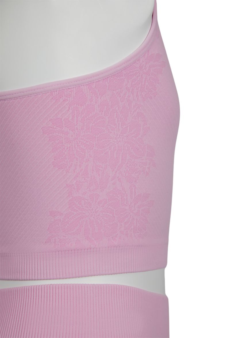 Girls 7-16 Ribbed Seamless Scoop Neck Top and Floral Jacquard Legging Set