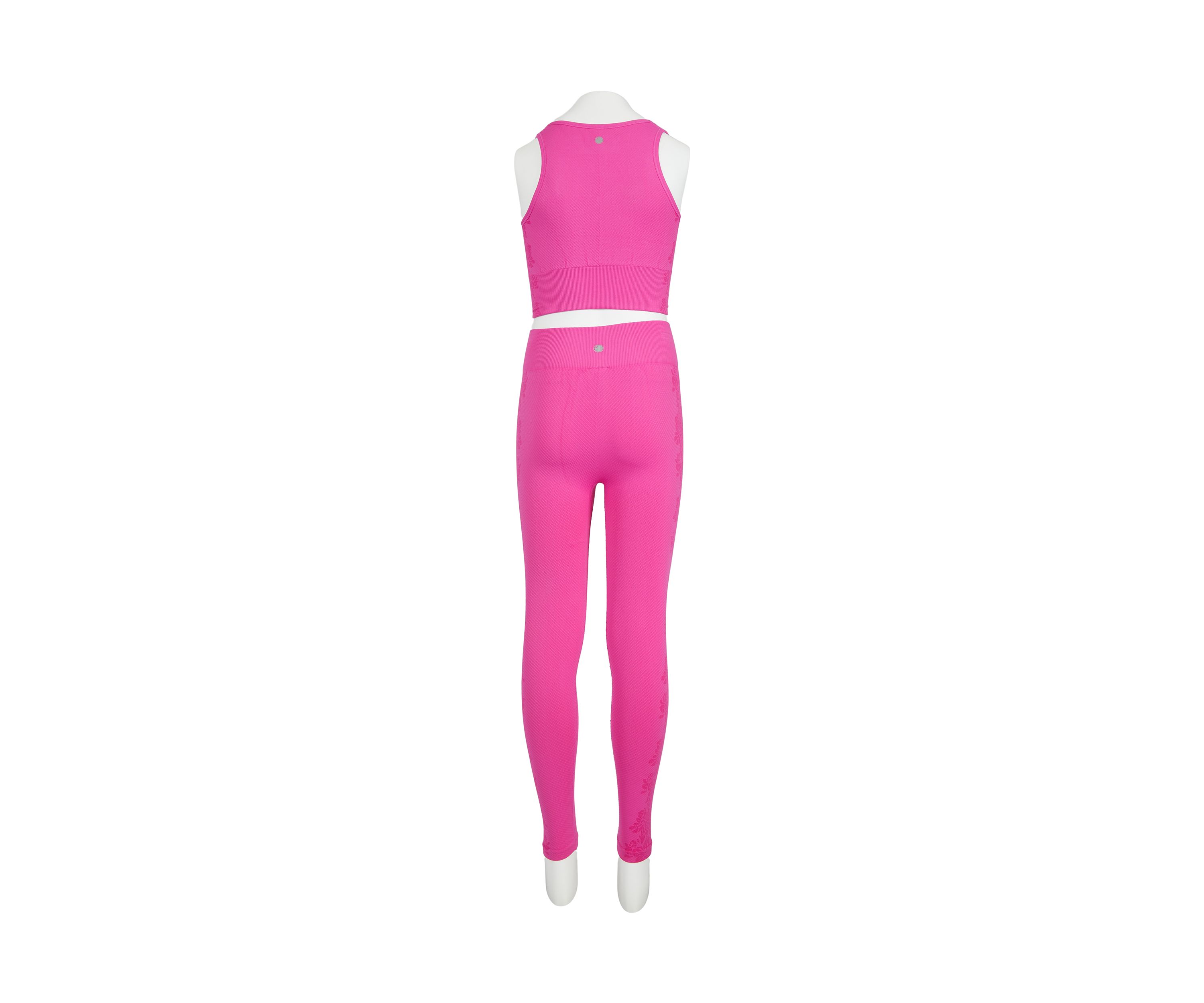 Girls 7-16 Ribbed Seamless V-Neck Top and Floral Jacquard Leggings Set
