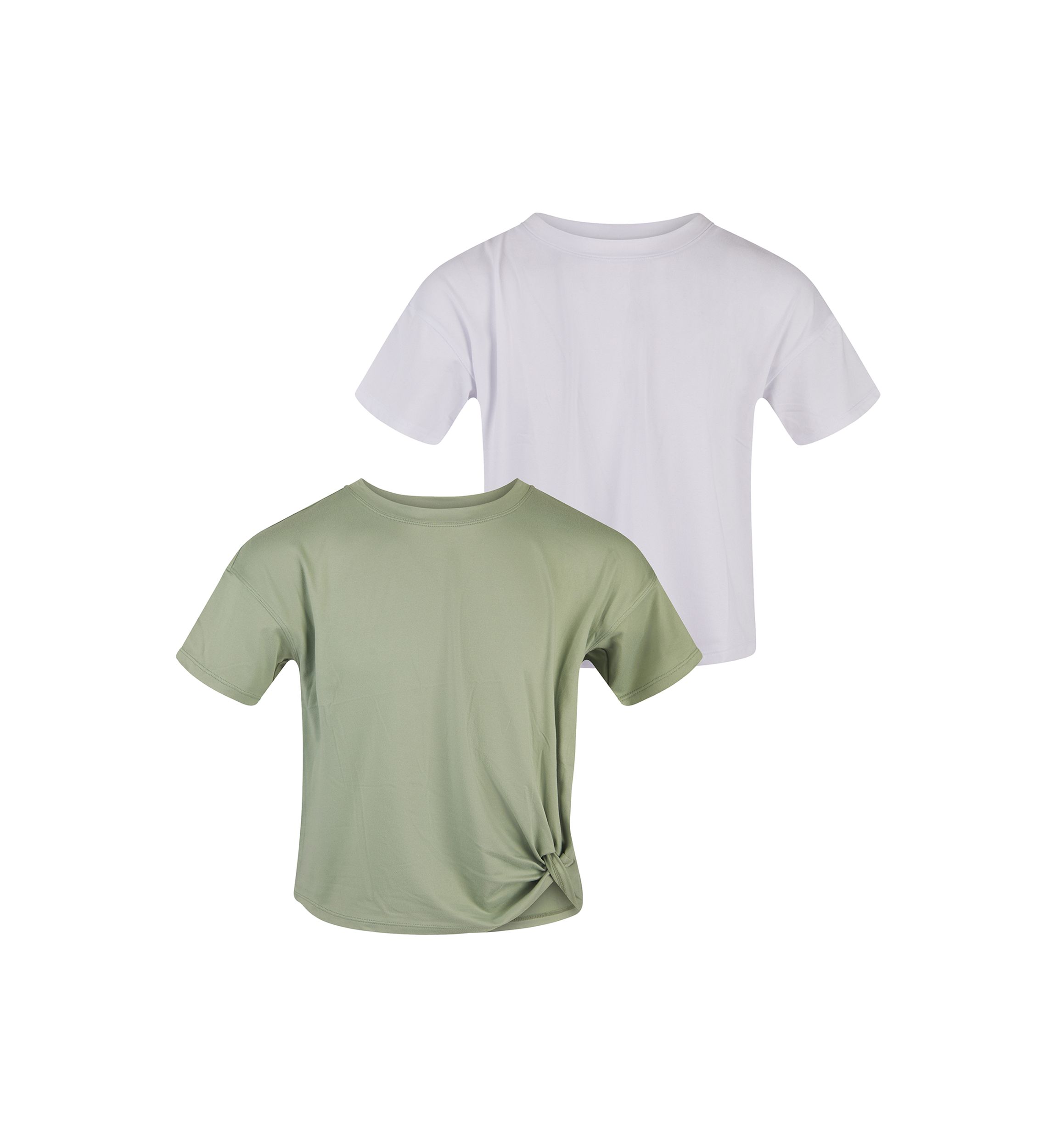 Girls 7-16 Boxy Cropped Knot Front Solid T-Shirt - 2 Pack