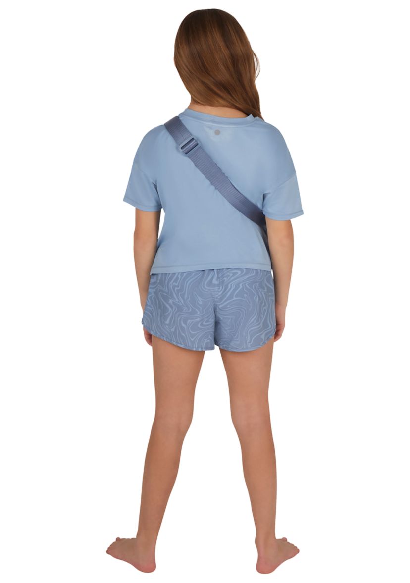 Girls 7-16 Boxy T-Shirt with Woven Shorts and Fanny Pack Set