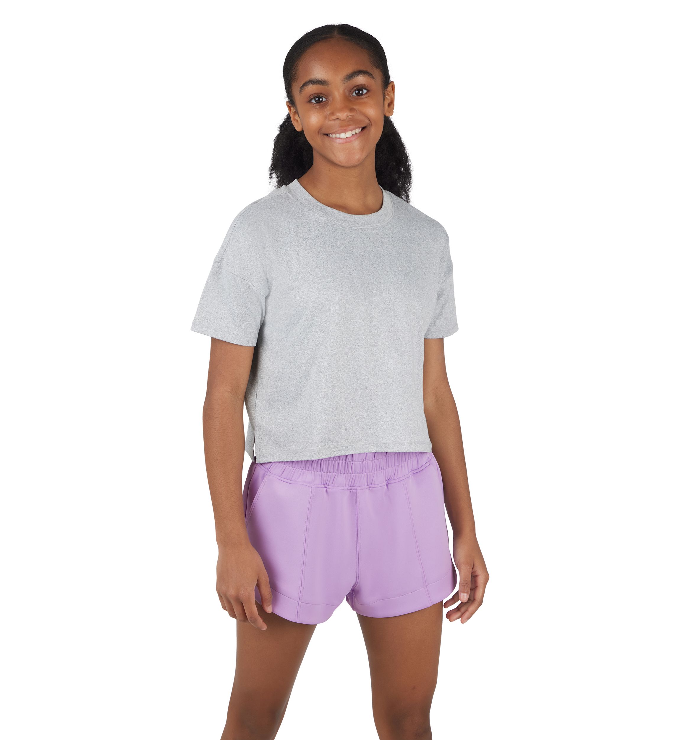 Girls 7-16 Soft Cropped Short Sleeve T-Shirt and Shorts Set