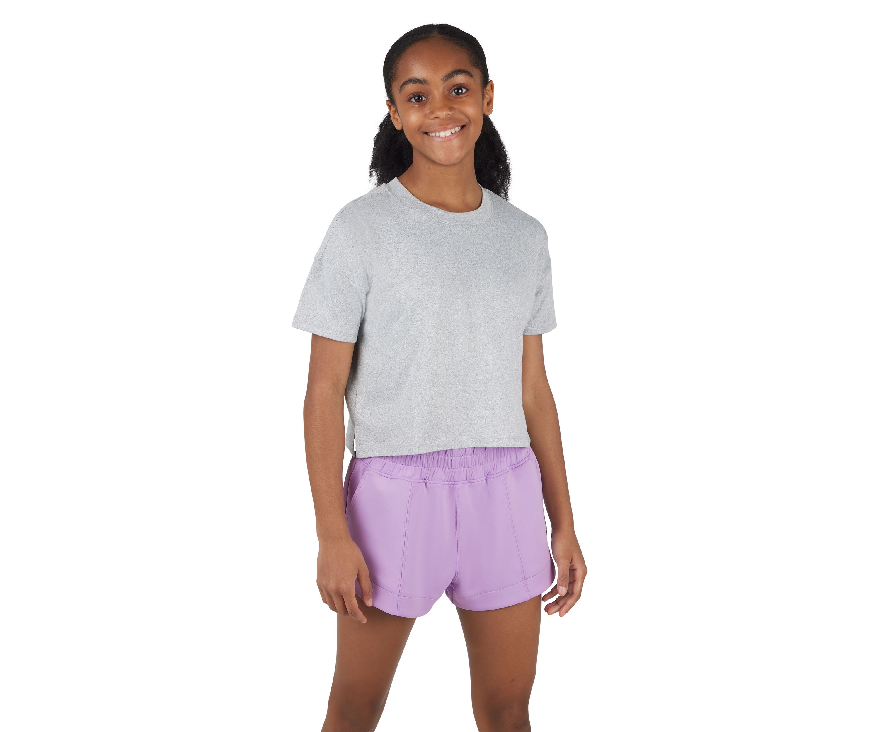 Girls 7-16 Soft Cropped Short Sleeve T-Shirt and Shorts Set
