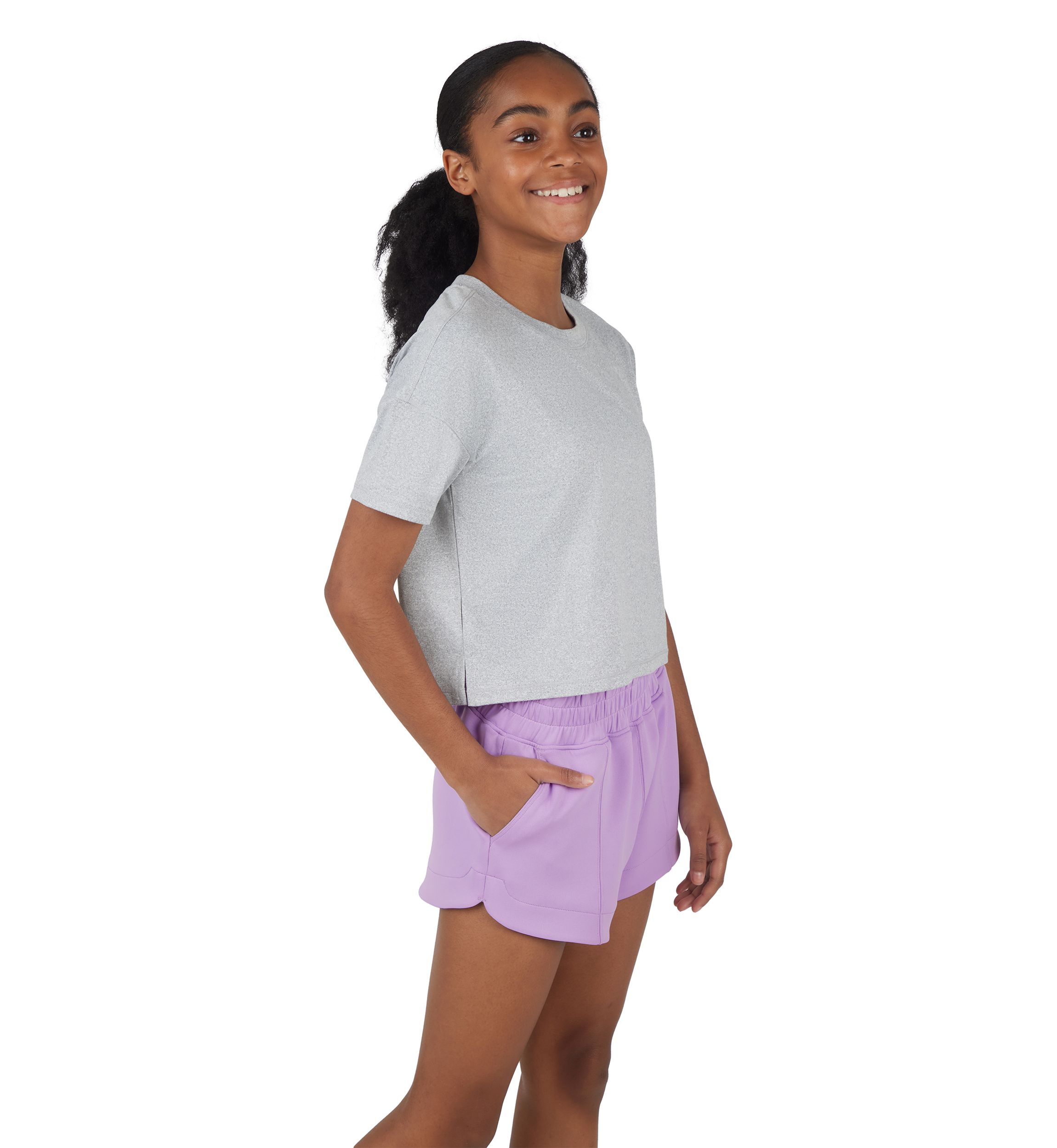 Girls 7-16 Soft Cropped Short Sleeve T-Shirt and Shorts Set