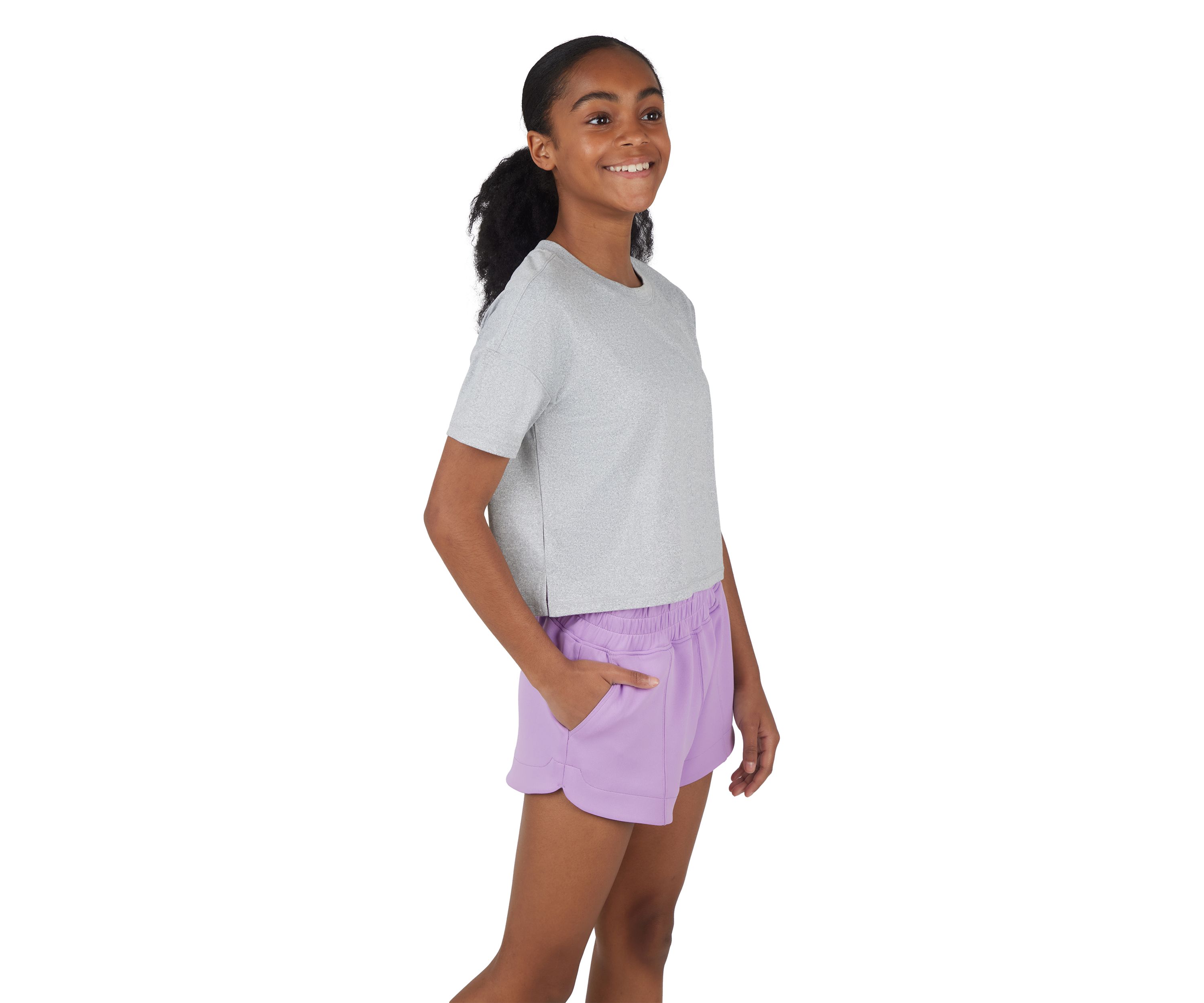 Girls 7-16 Soft Cropped Short Sleeve T-Shirt and Shorts Set