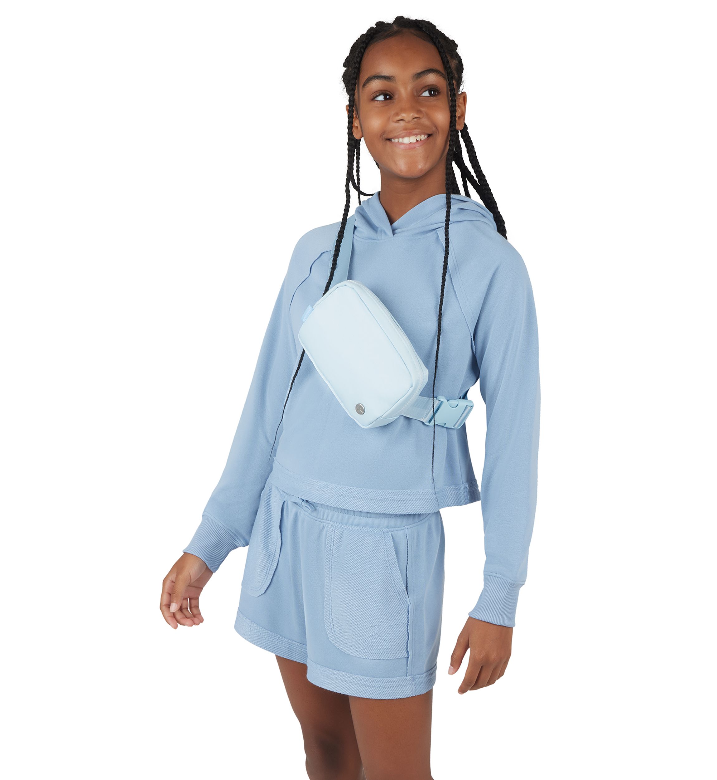 Girls 7-16 French Terery Hoodie and Shorts Set with Bag
