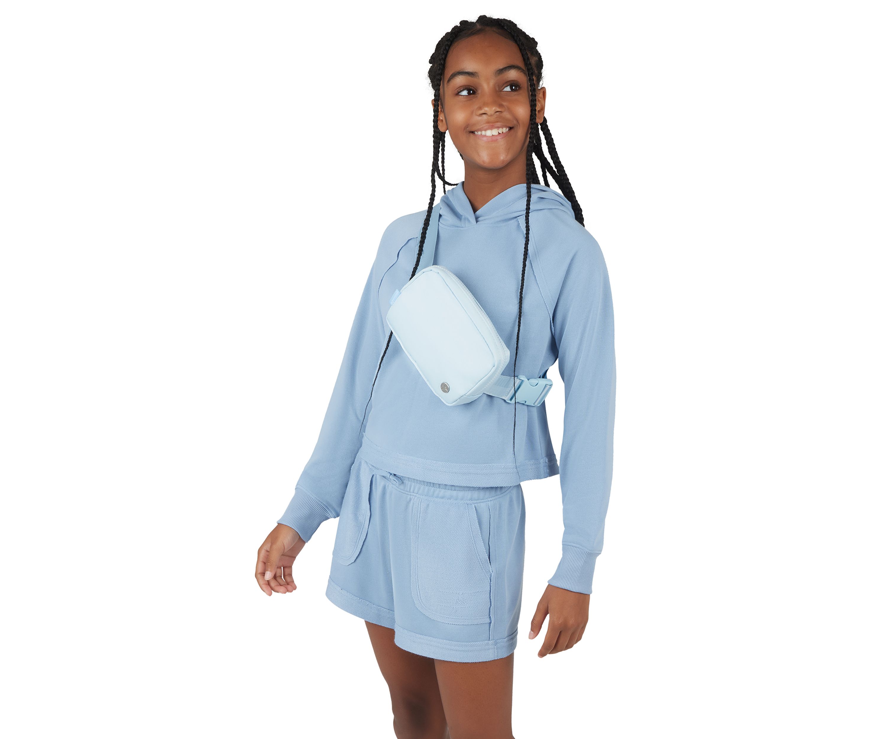 Girls 7-16 French Terery Hoodie and Shorts Set with Bag