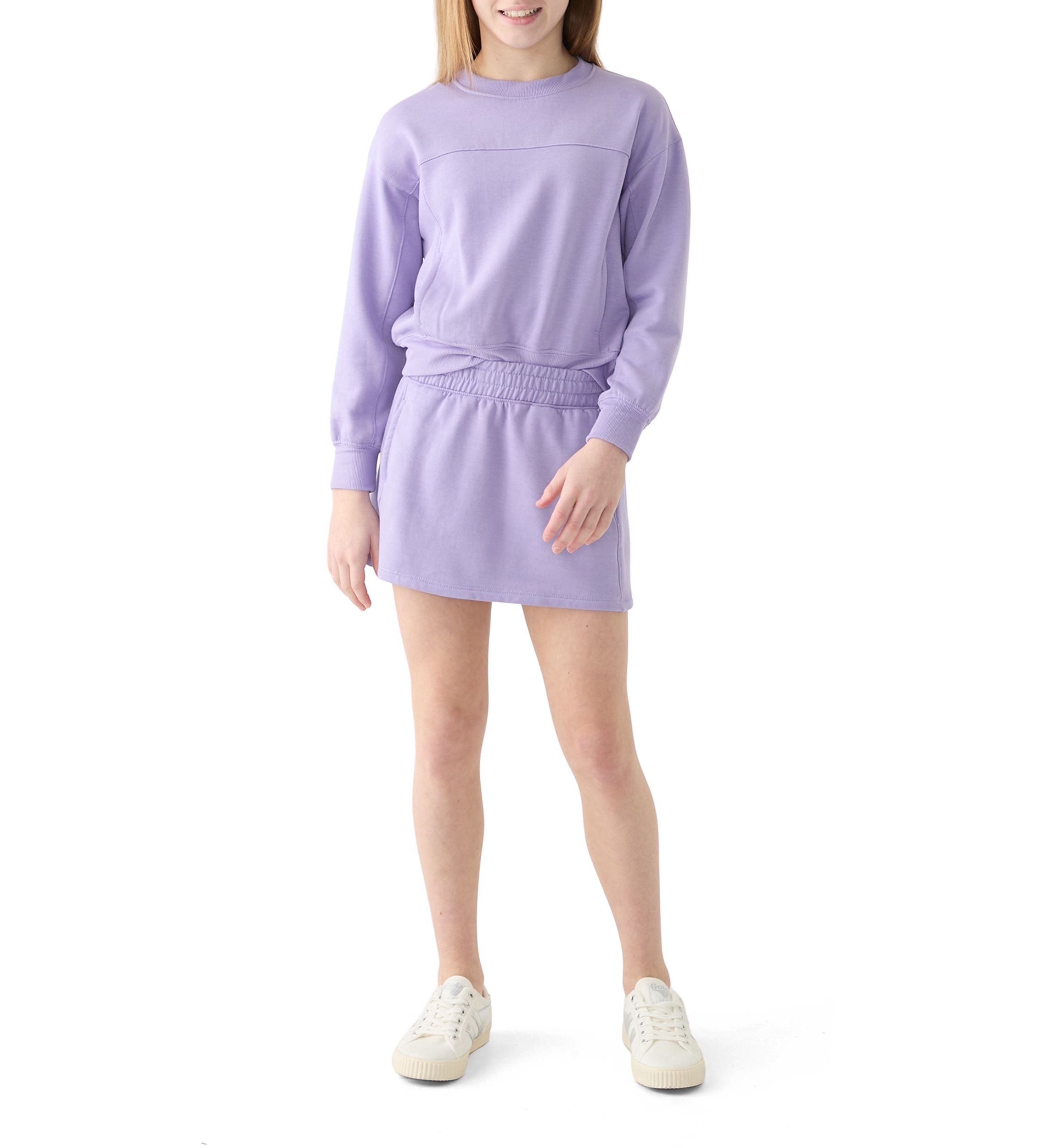 Girls 7-16 Crew Neck Sweatshirt and Cargo Skort Set