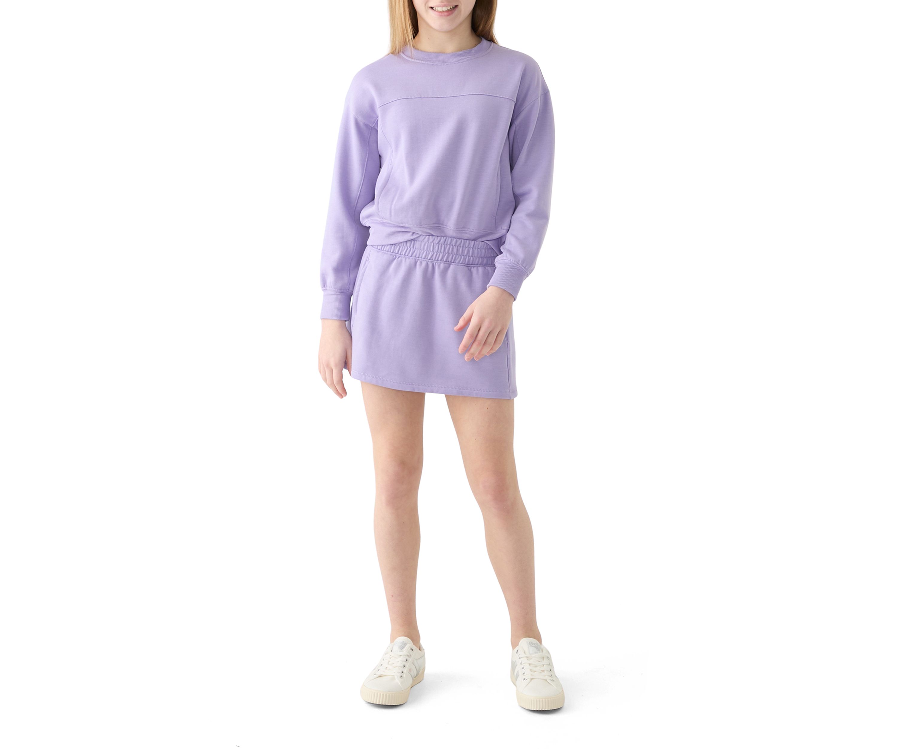 Girls 7-16 Crew Neck Sweatshirt and Cargo Skort Set