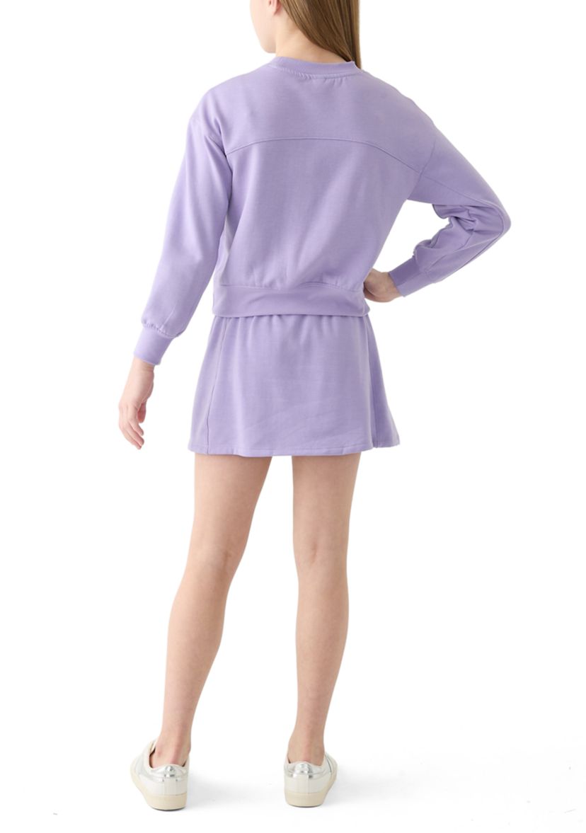 Girls 7-16 Crew Neck Sweatshirt and Cargo Skort Set