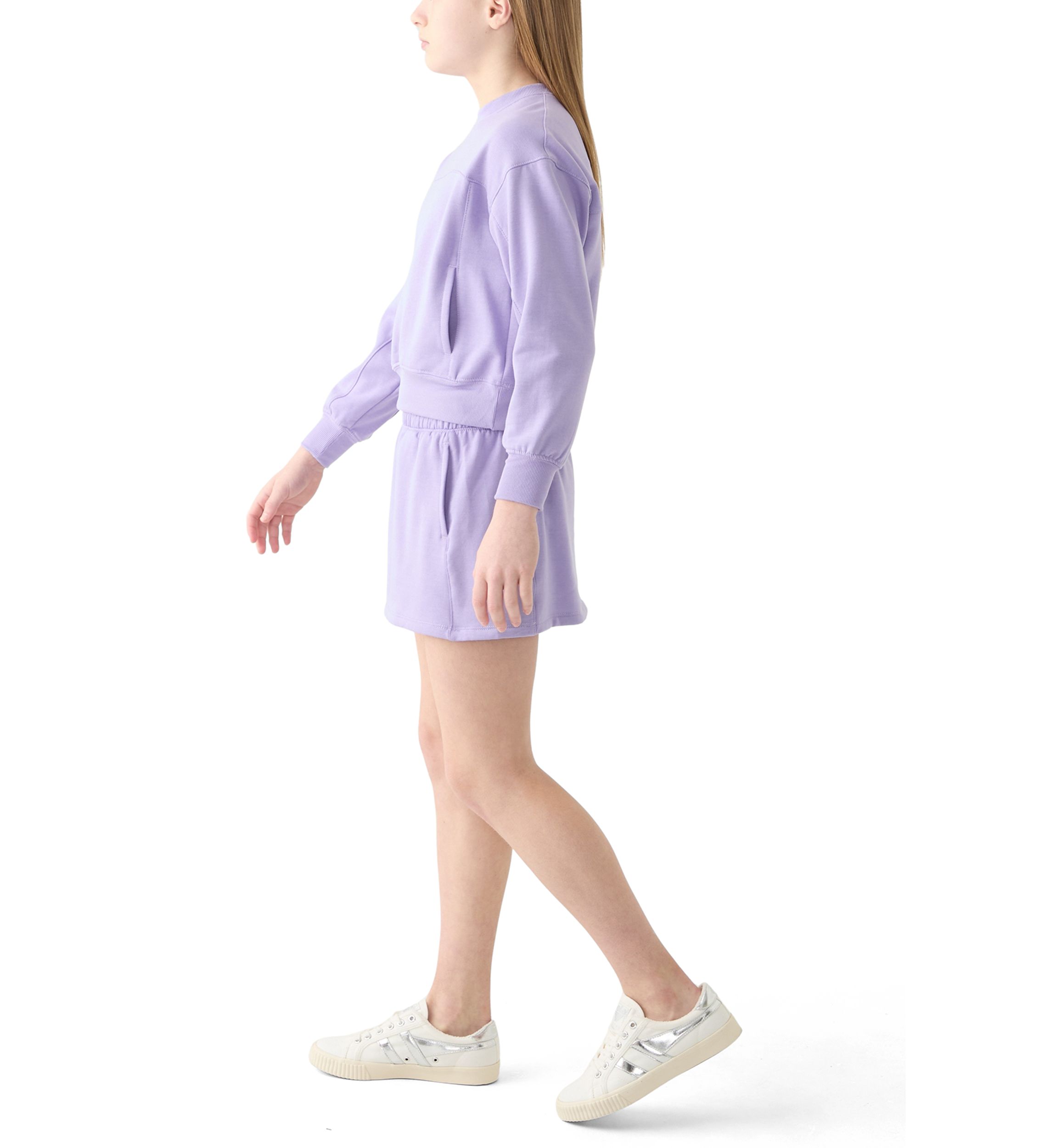 Girls 7-16 Crew Neck Sweatshirt and Cargo Skort Set