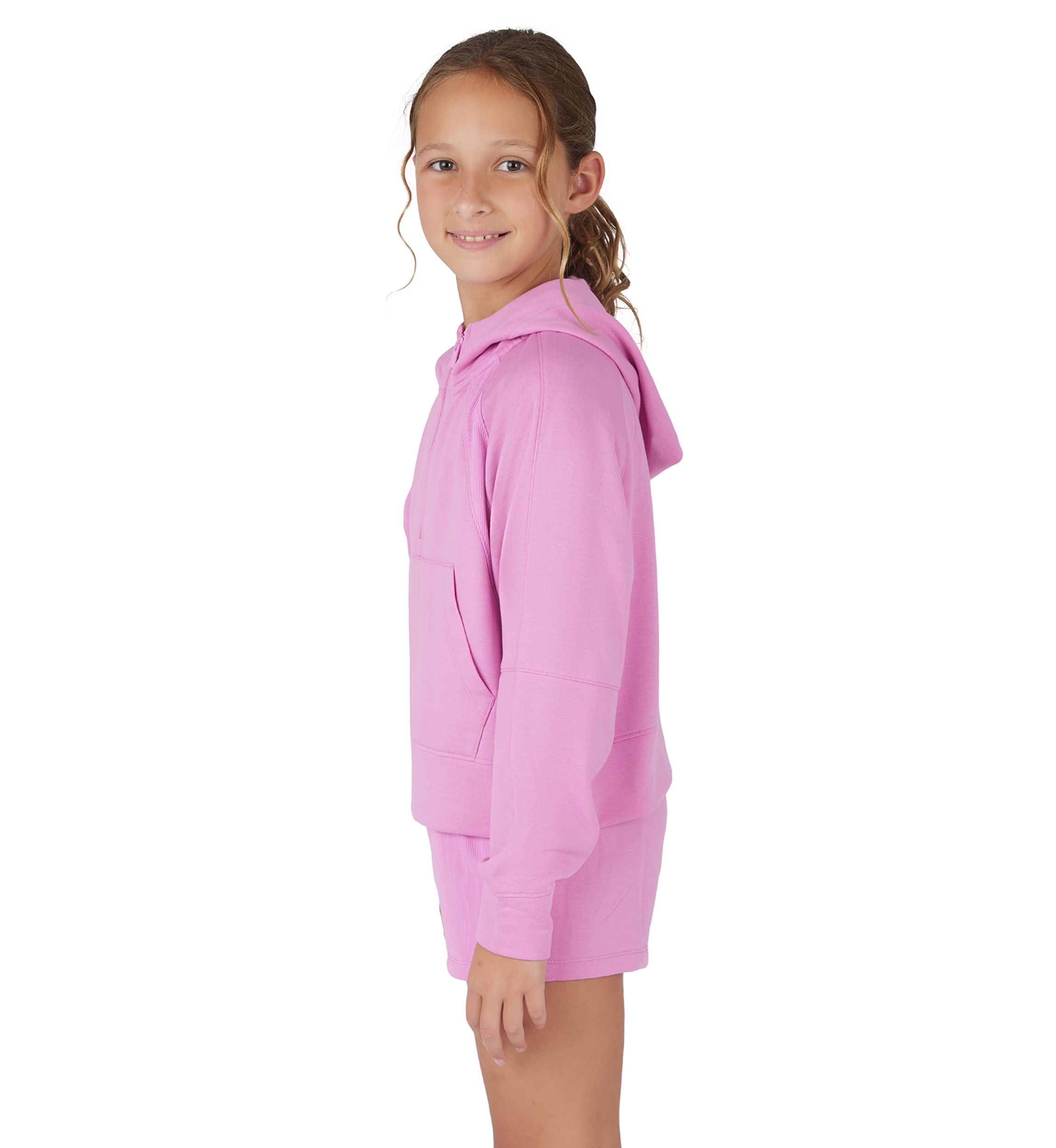 Girls 7-16 Terry Brushed Embark 1/2 Zip Hoodie and Shorts Set