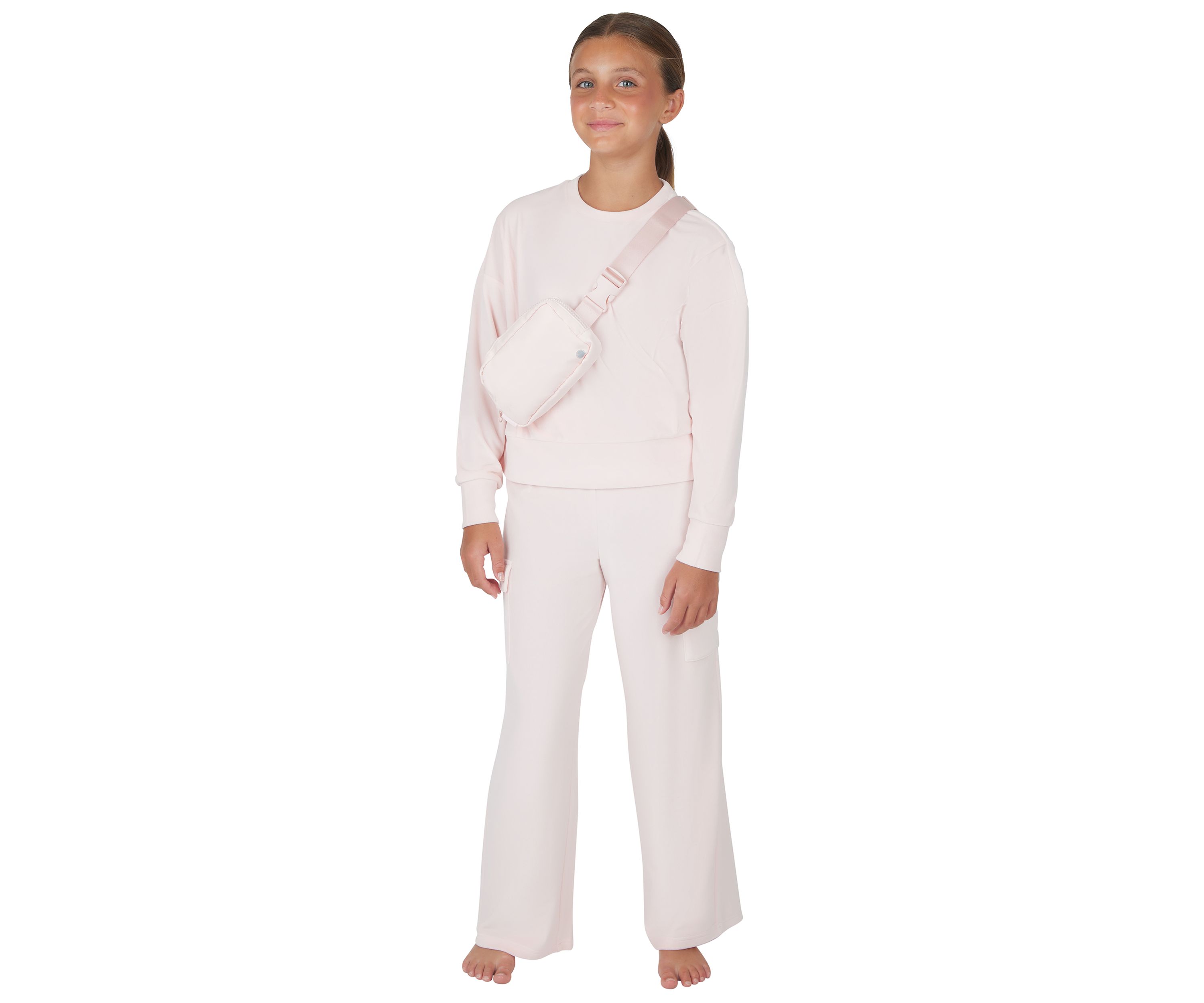 Girls 7-16 Velour Zip Front Jacket and Joggers Set with Bag