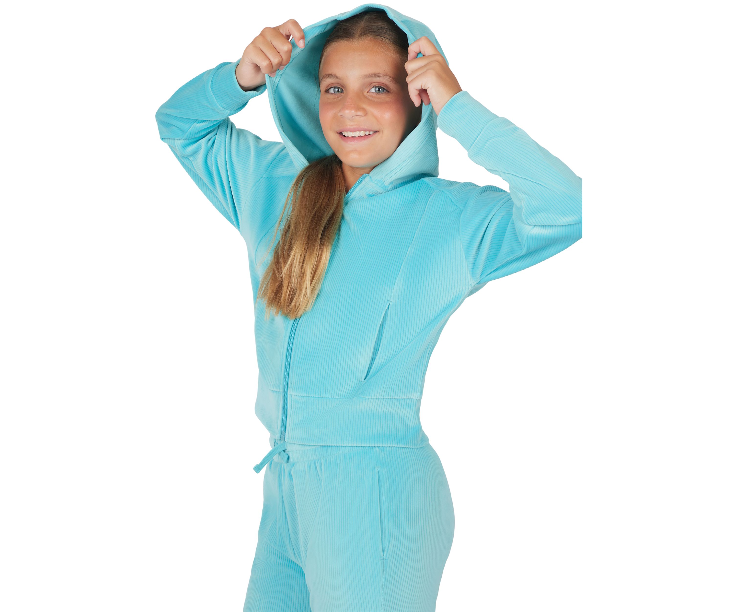 Girls 7-16 Velour Zip Front Jacket and Joggers Set with Bag