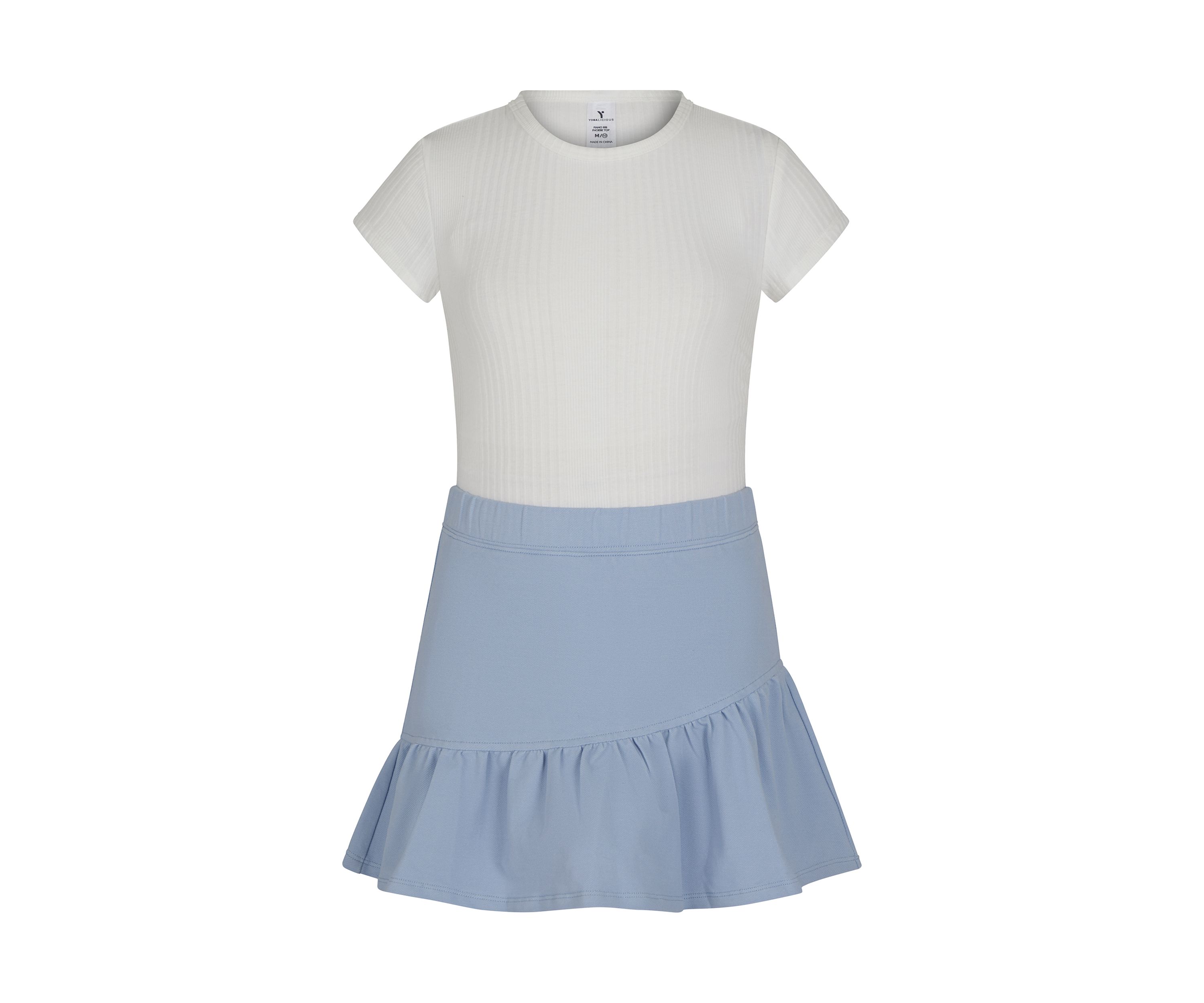 Girls 7-16 Heavenly Ribbed Top and Denim Skort