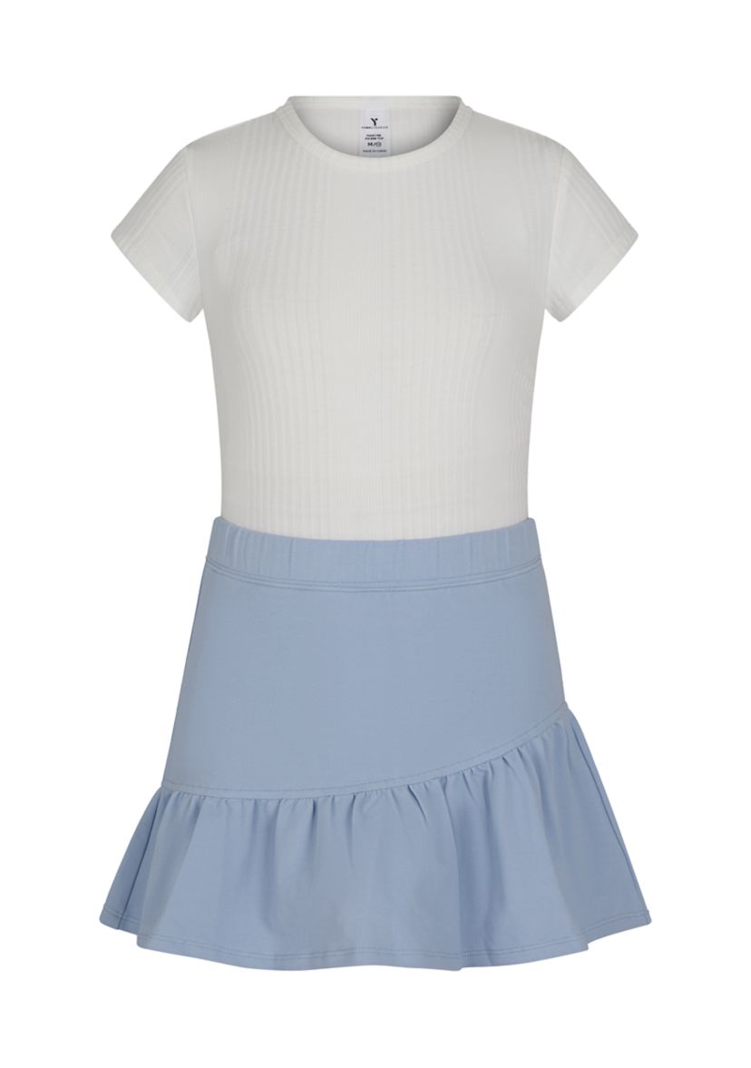 Girls 7-16 Heavenly Ribbed Top and Denim Skort