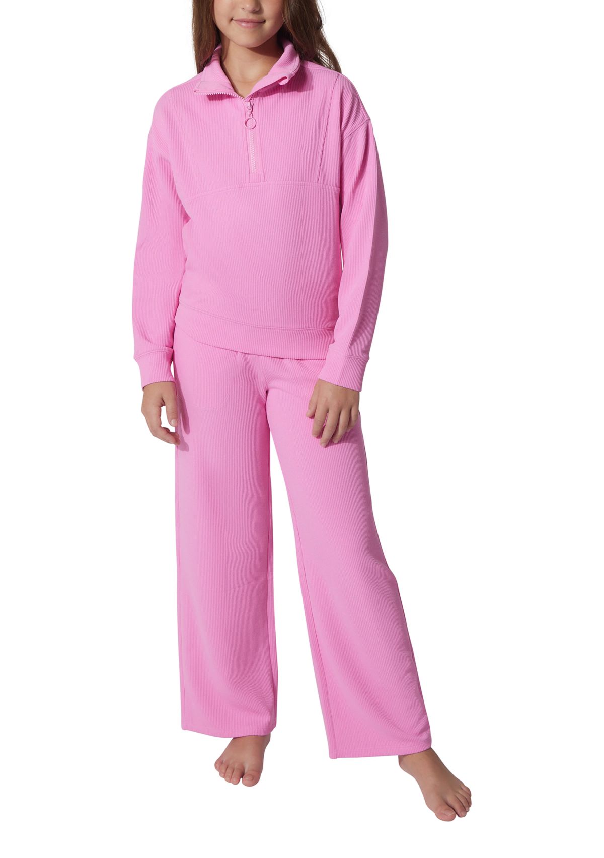 Girls 7-16 Scuba Rib Chill Quarter Zip Set