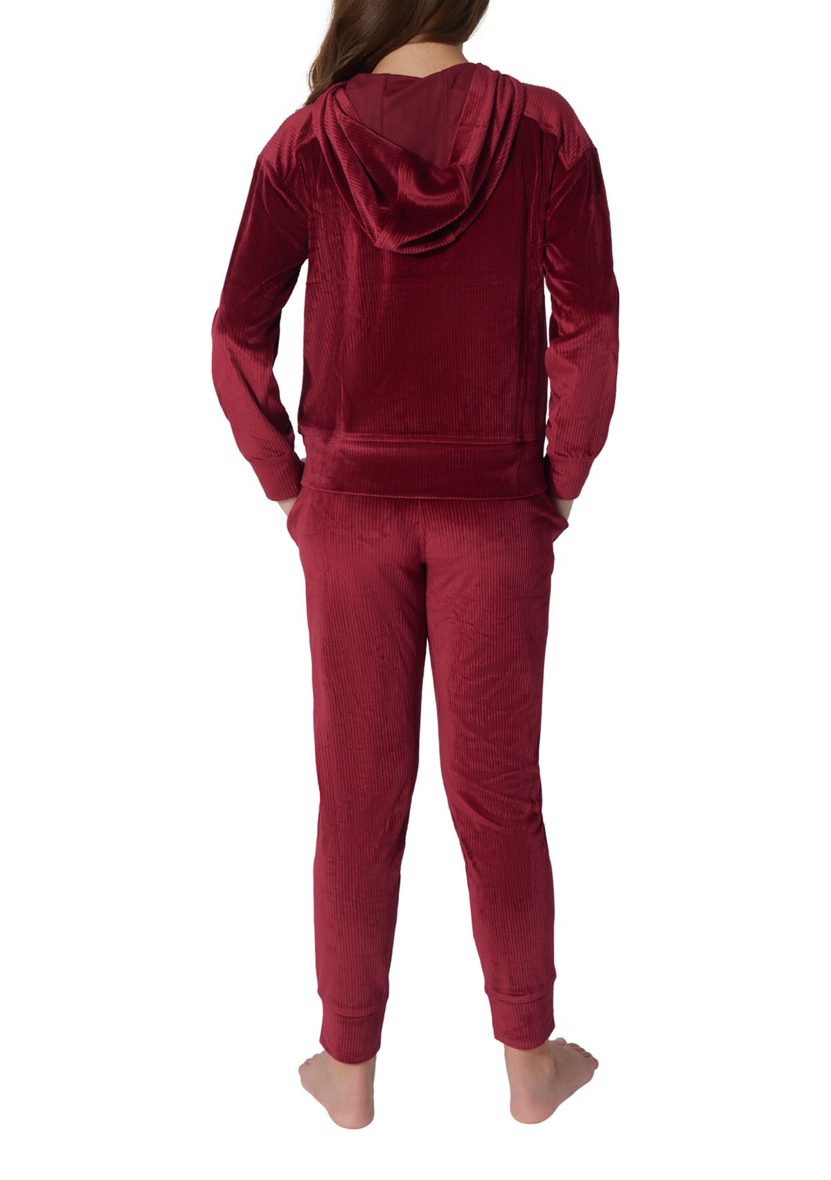 Girls 7-16 Ribbed Velour Zip Jacket and Joggers Set