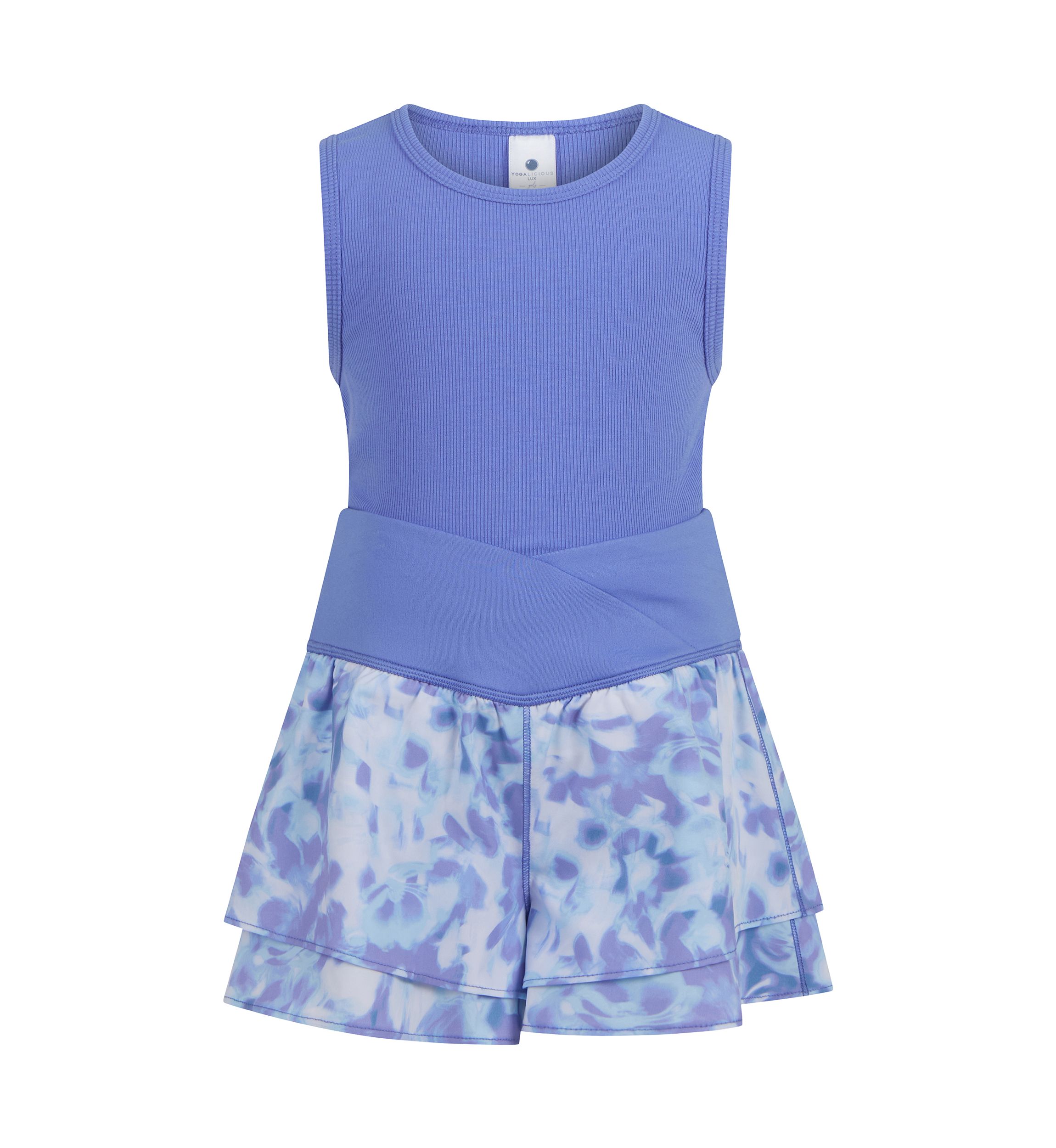 Girls 4-6x Rib Basic Tank Top to Flutter Hybrid Shorts Set