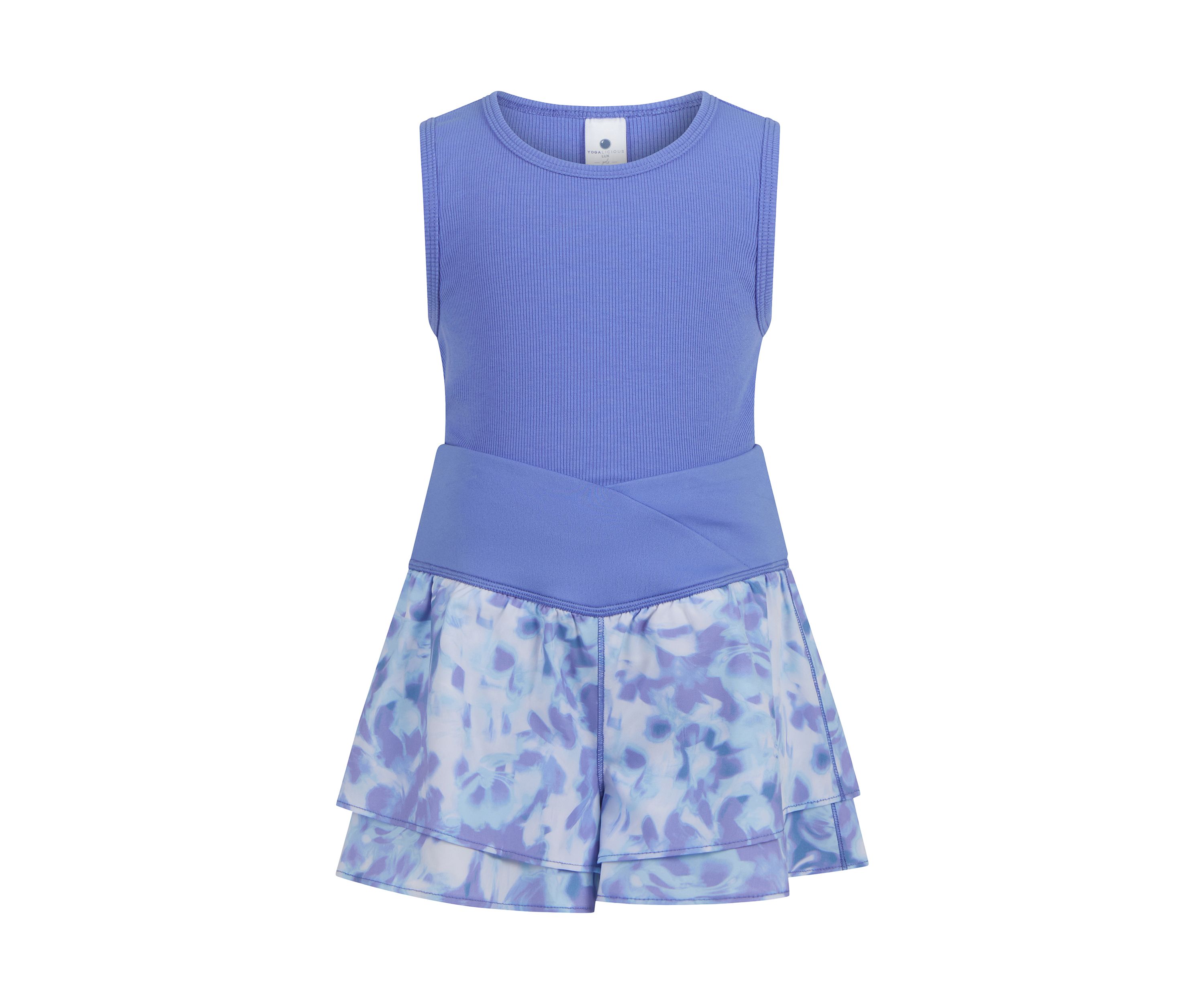 Girls 4-6x Rib Basic Tank Top to Flutter Hybrid Shorts Set