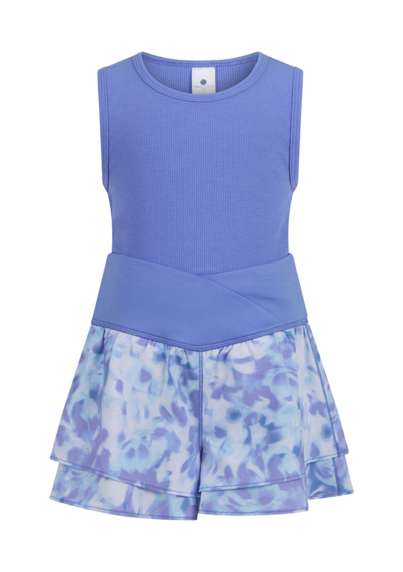 Girls 4-6x Rib Basic Tank Top to Flutter Hybrid Shorts Set