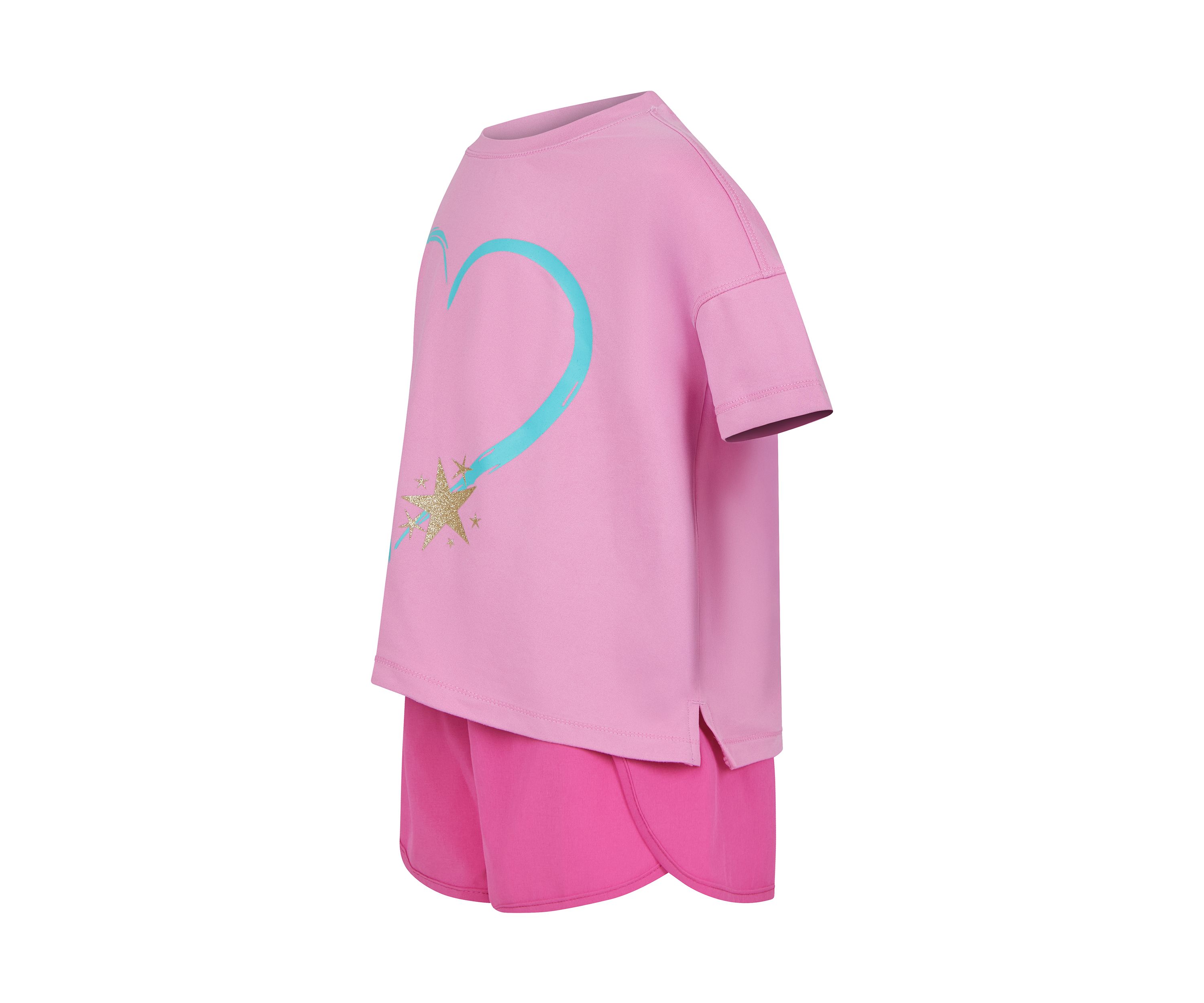 Girls 4-6x Super Soft Boxy T-Shirt and Running Shorts with Socks