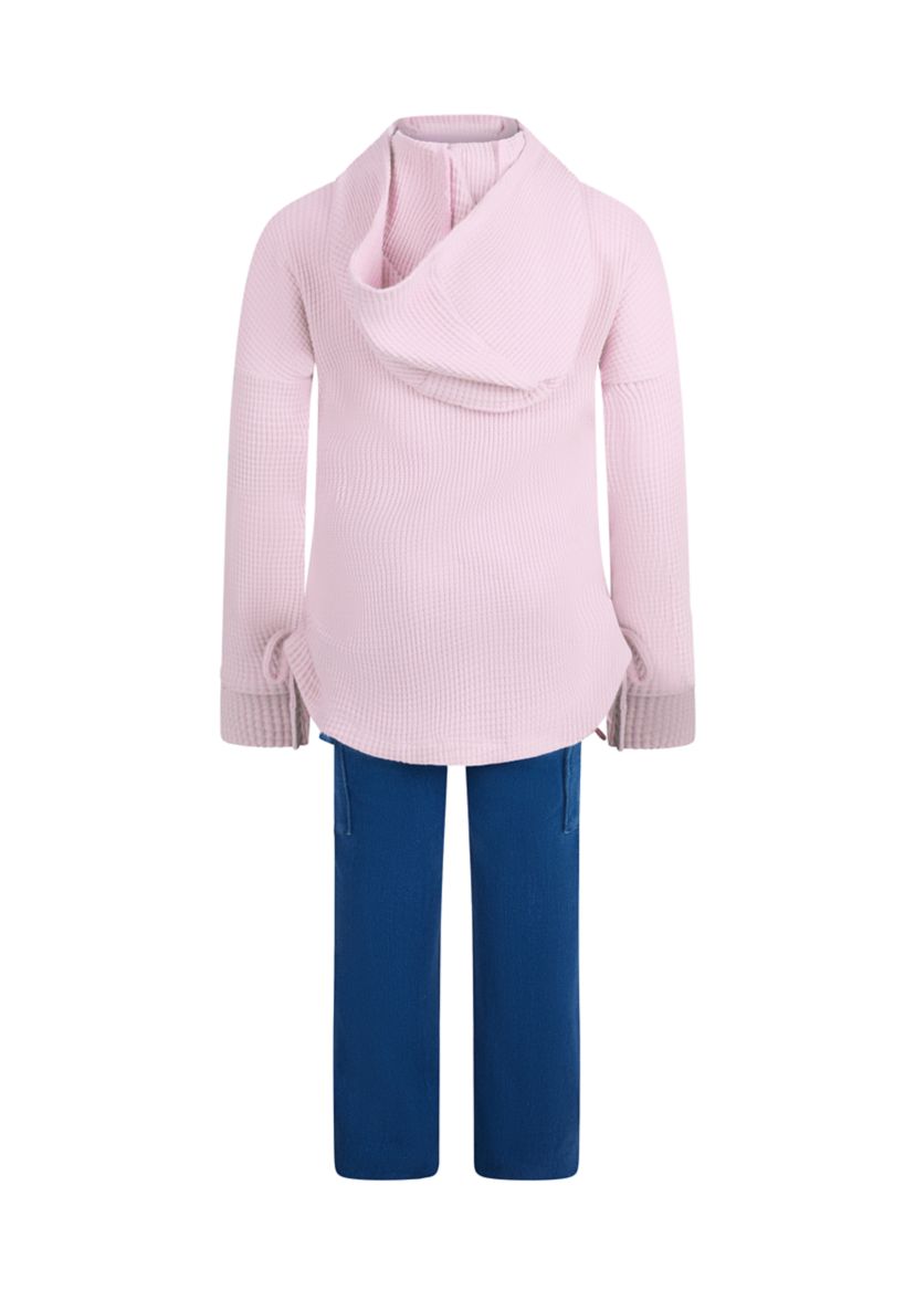 Girls 4-6x Heart Cutout Waffle Hoodie Two Piece Set