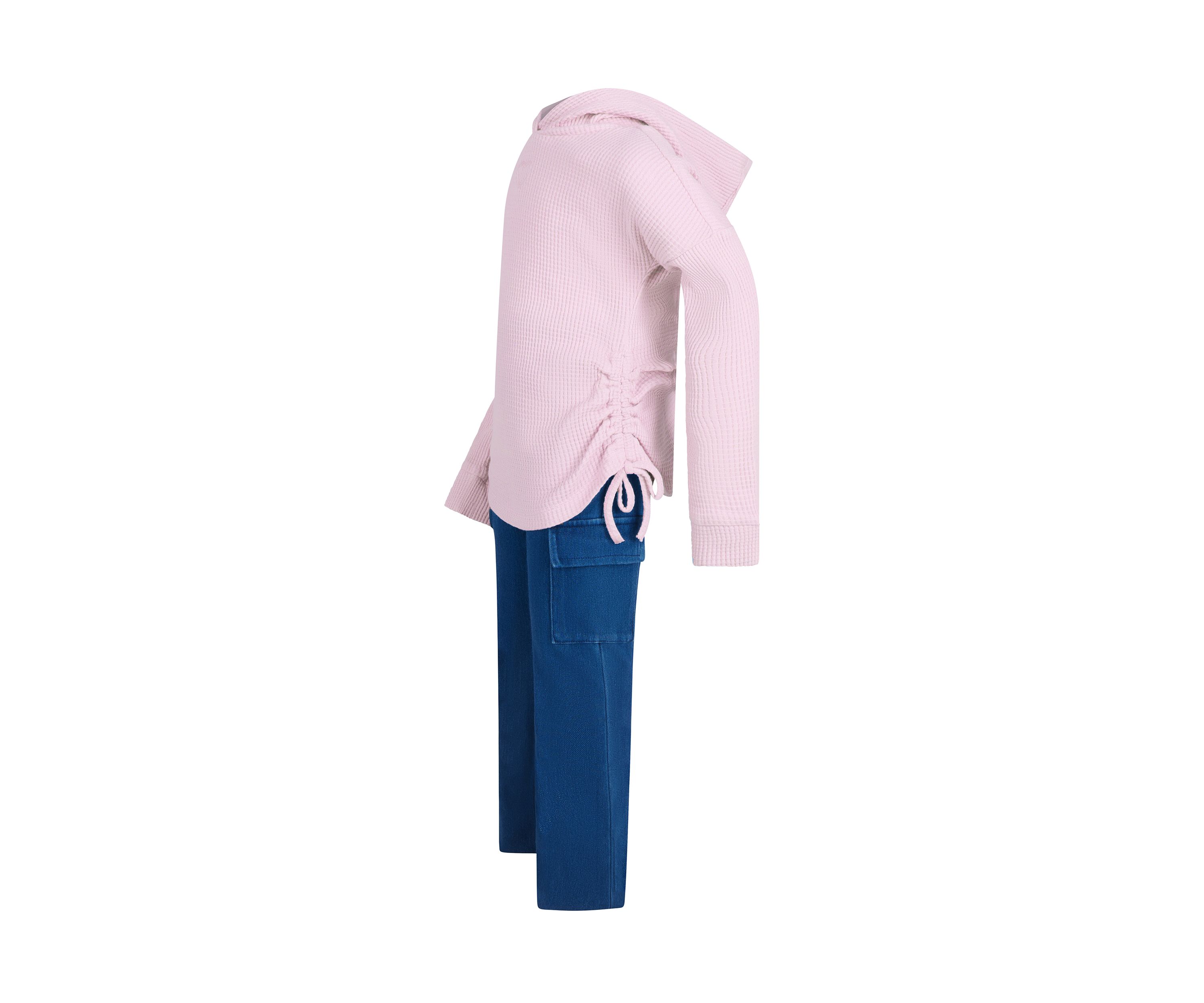 Girls 4-6x Heart Cutout Waffle Hoodie Two Piece Set
