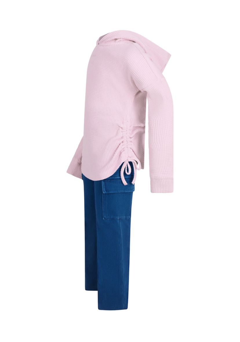 Girls 4-6x Heart Cutout Waffle Hoodie Two Piece Set