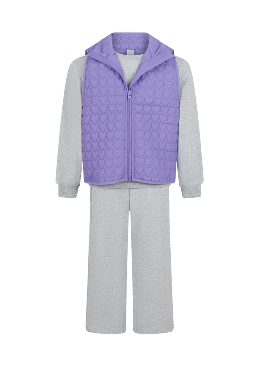 Girls 4-6x 3-Piece Quilted Vest Set 