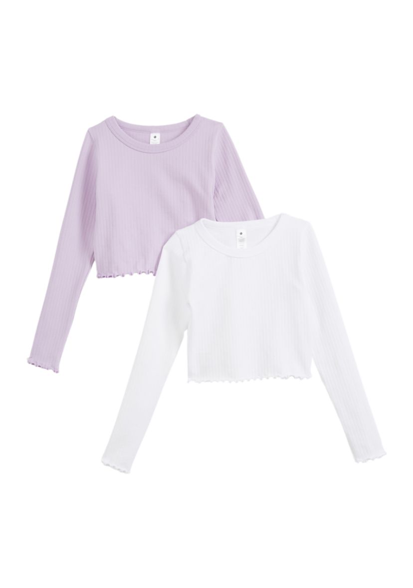 Girls 7-16 Ribbed Lettuce Long Sleeve Shirt 
