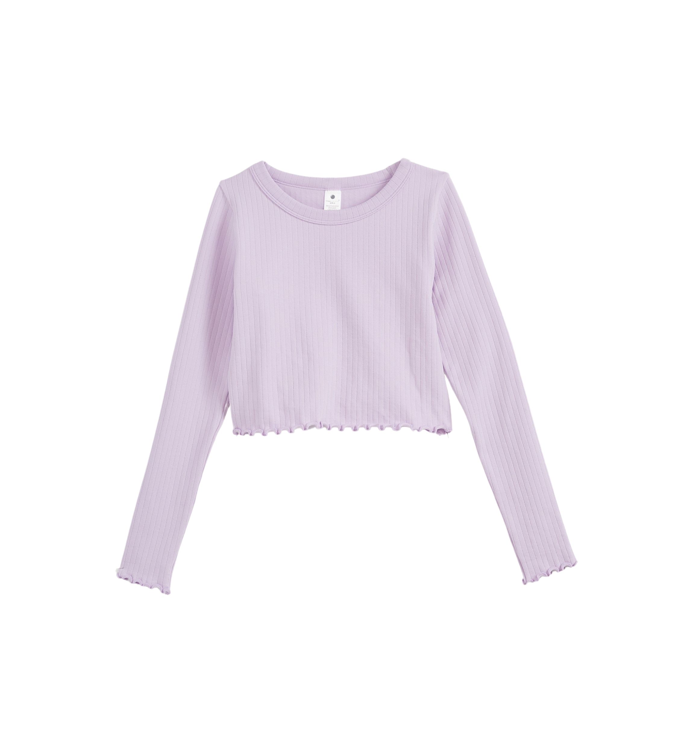 Girls 7-16 Ribbed Lettuce Long Sleeve Shirt 