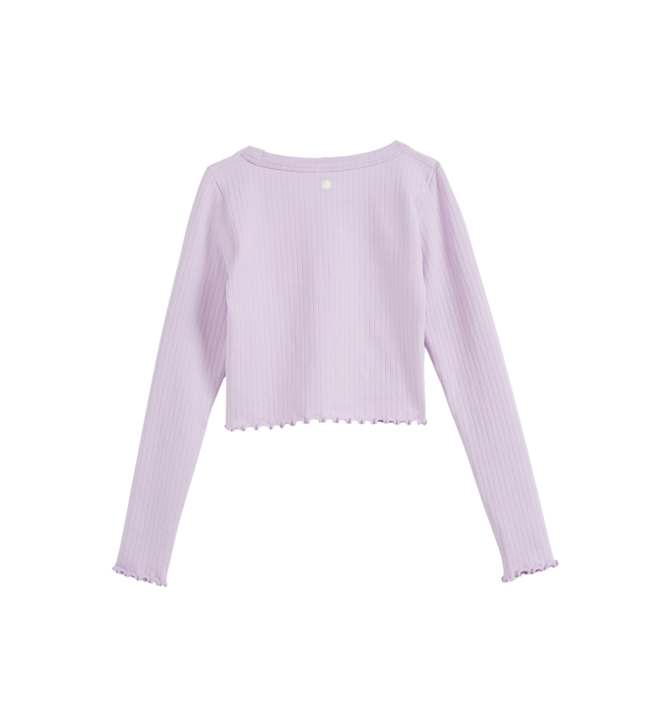 Girls 7-16 Ribbed Lettuce Long Sleeve Shirt 