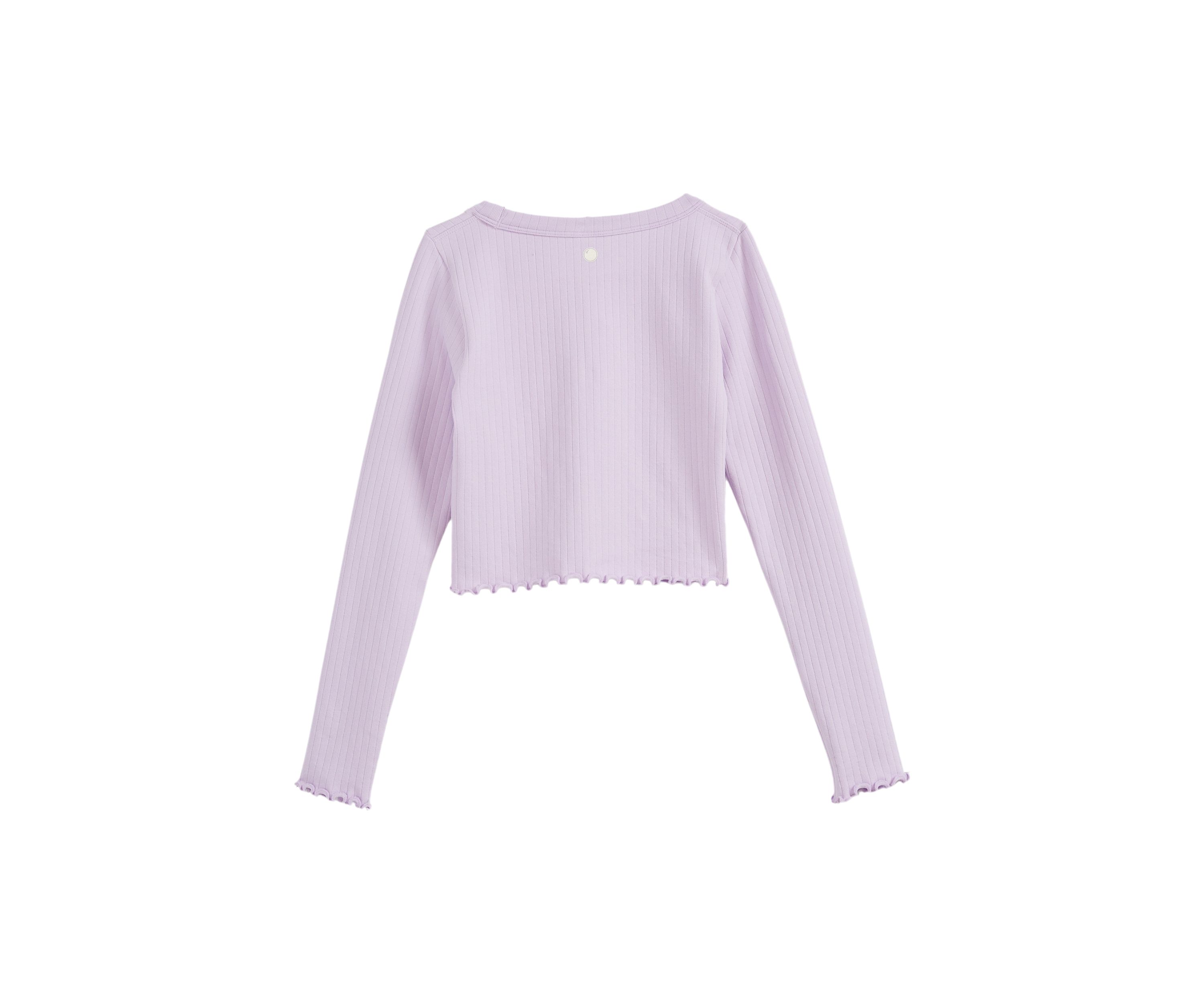 Girls 7-16 Ribbed Lettuce Long Sleeve Shirt 