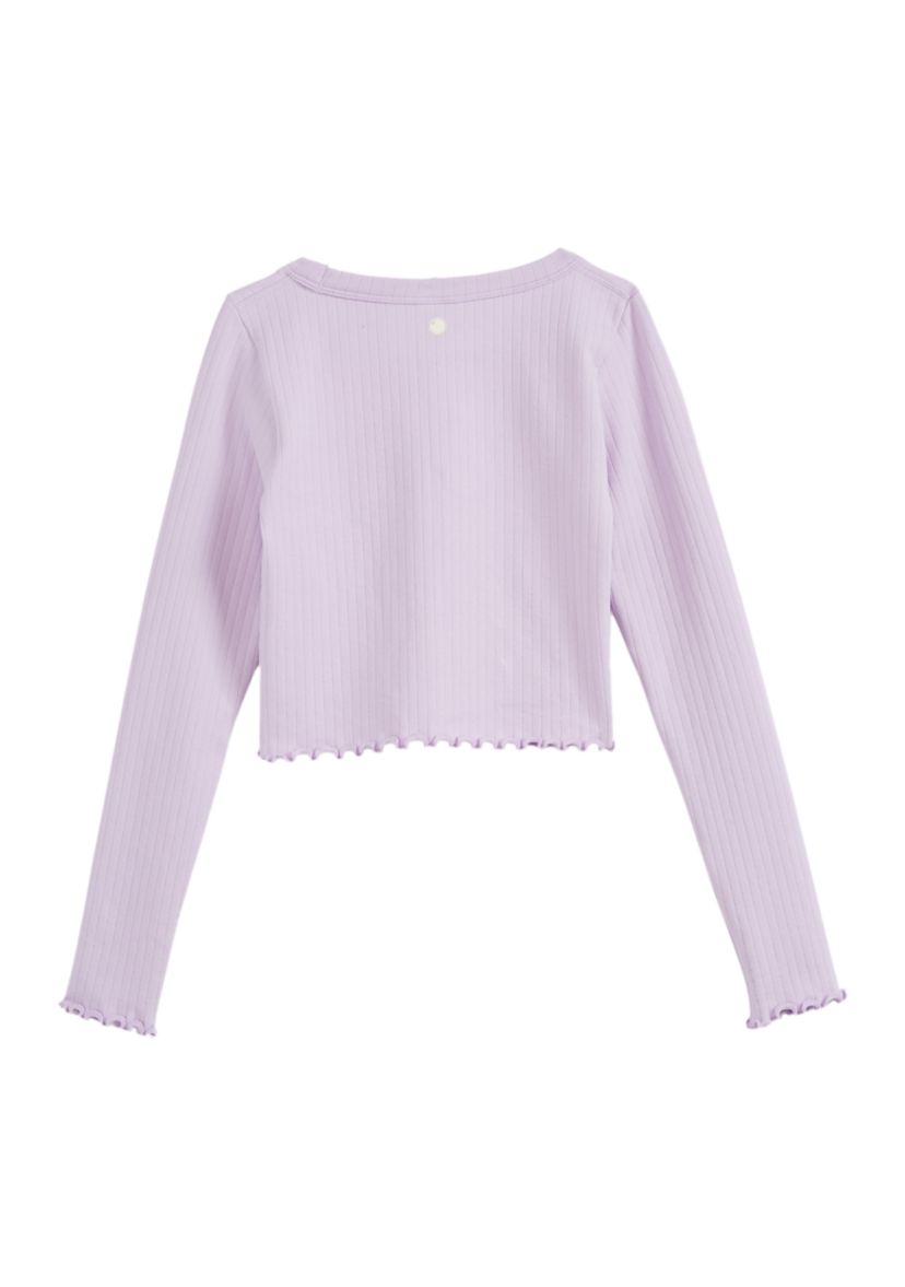 Girls 7-16 Ribbed Lettuce Long Sleeve Shirt 