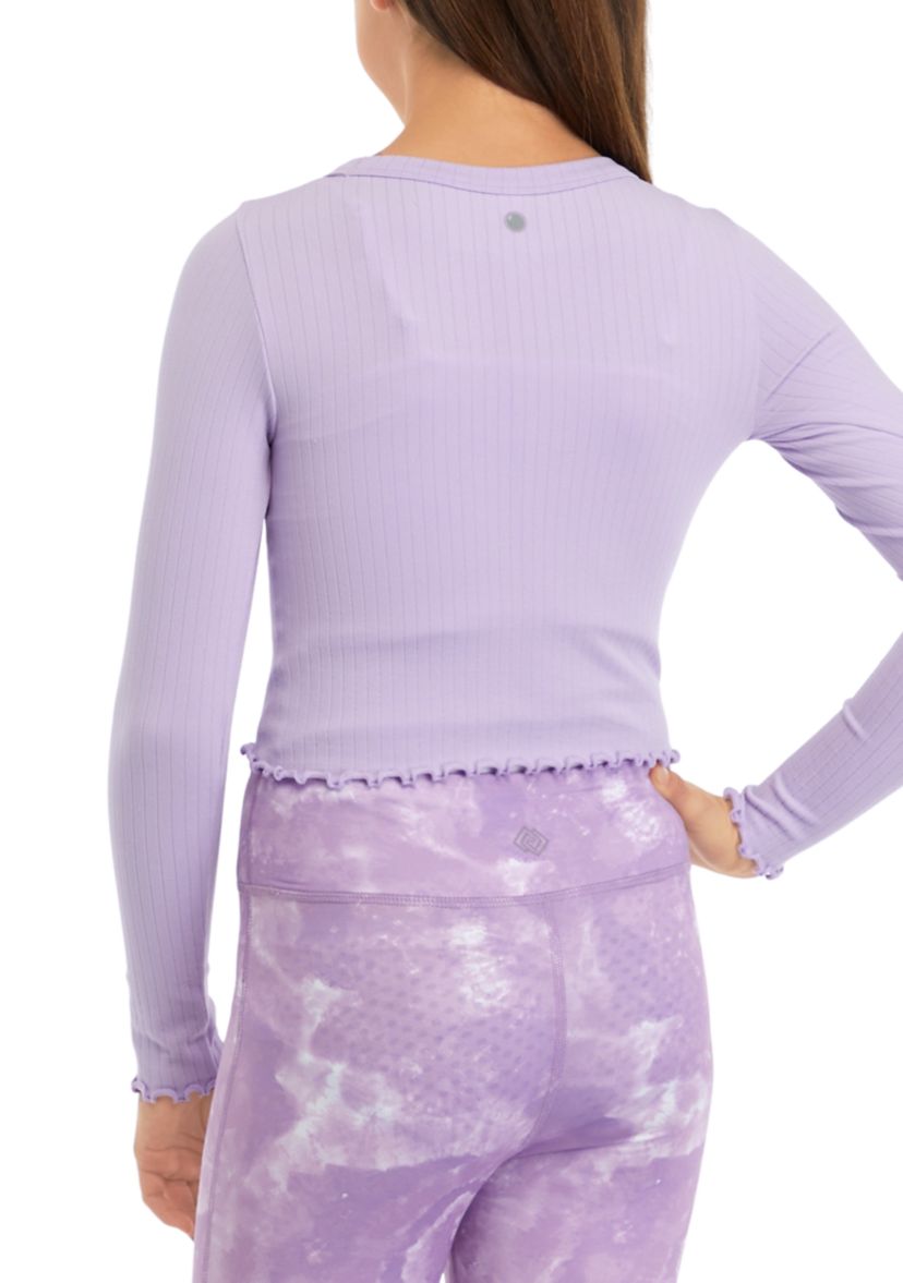 Girls 7-16 Ribbed Lettuce Long Sleeve Shirt 