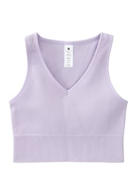 Seamless Ribbed V Neck Cropped Tank Top