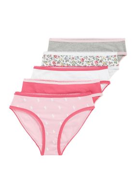 Ralph Lauren Childrenswear Girls 7-16 Printed Bikini Brief Underwear - 5 Pack, Pink, Large