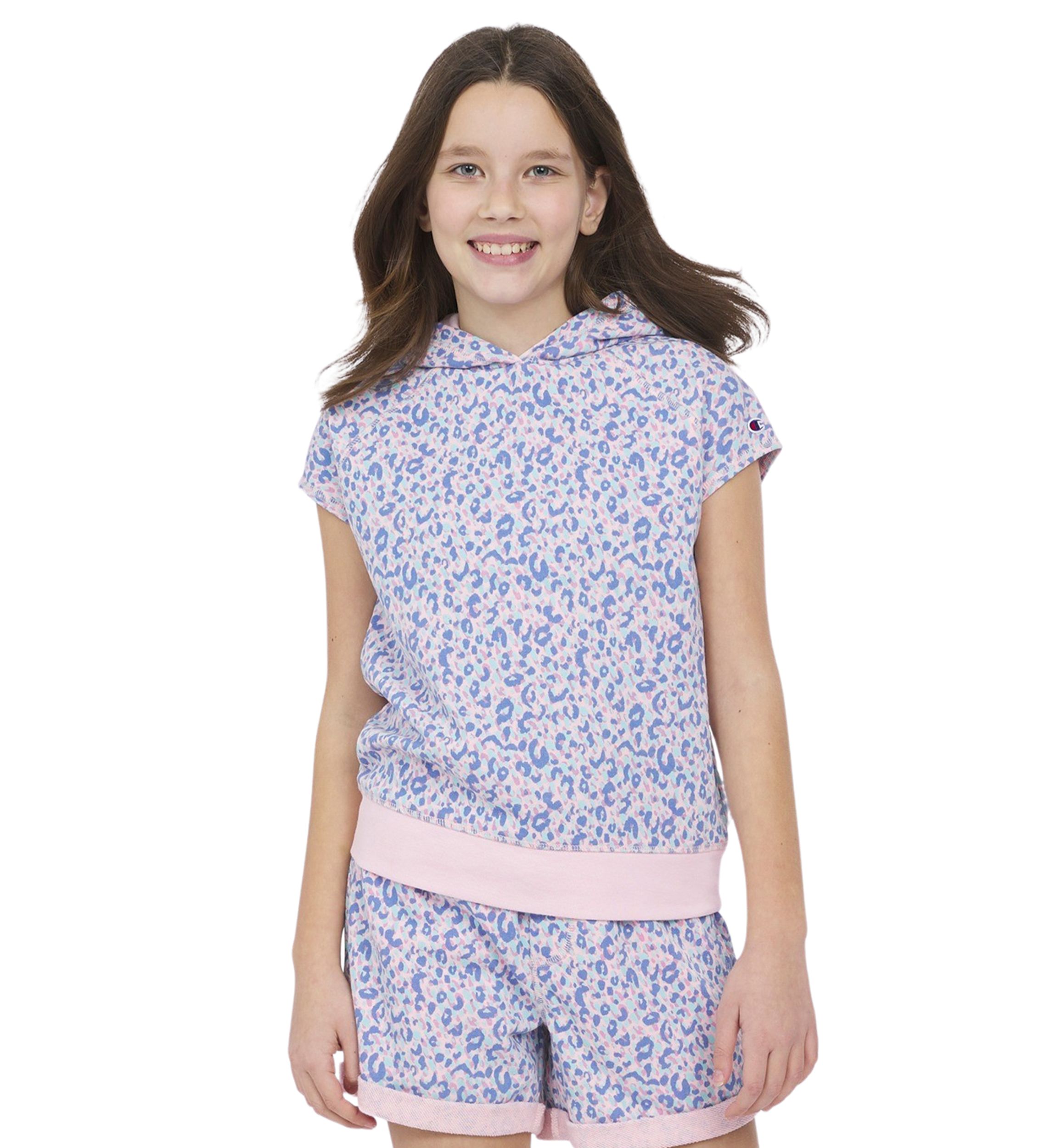 Girls 7-16 Leopard Printed Raglan Sleeve Hoodie