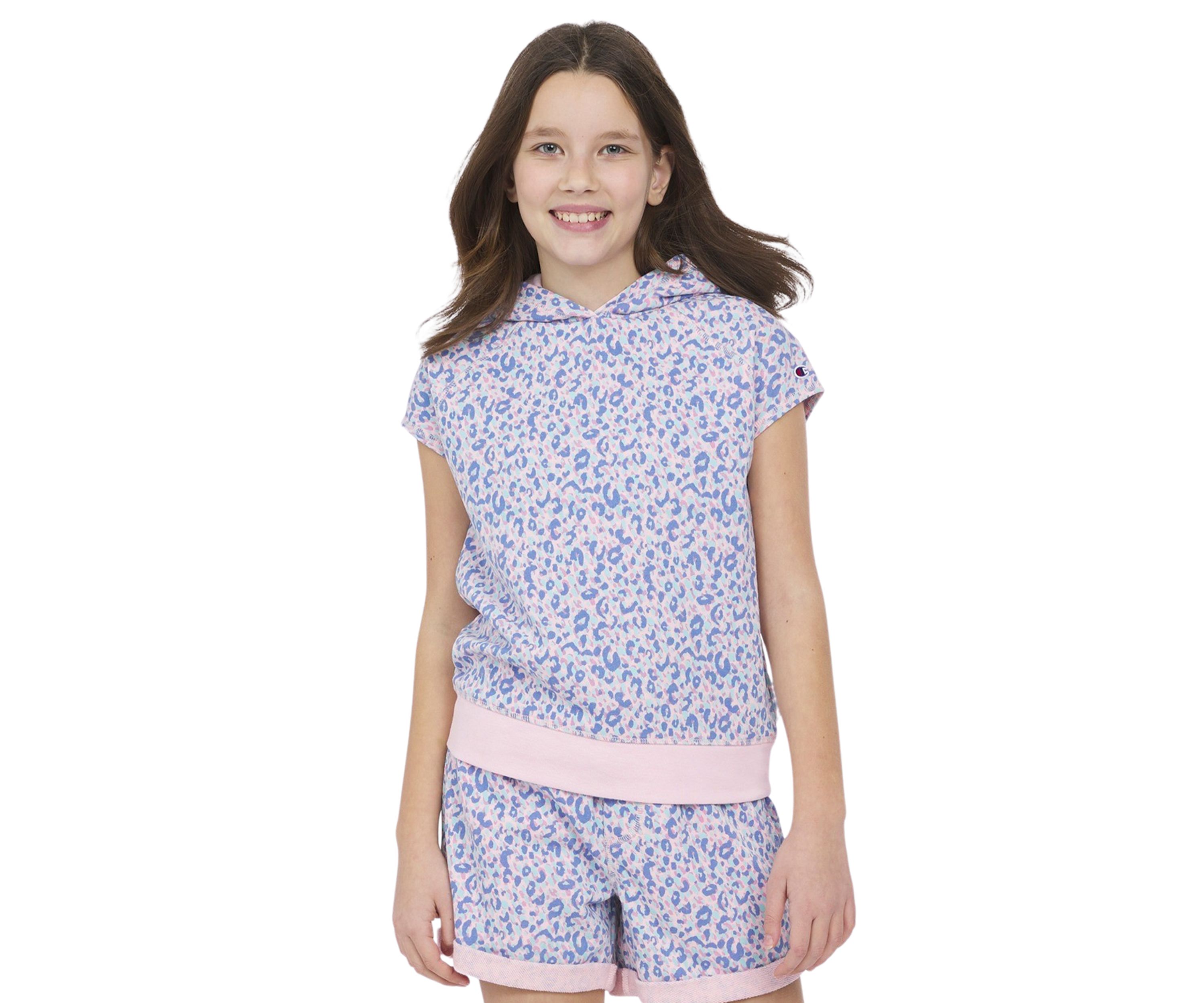 Girls 7-16 Leopard Printed Raglan Sleeve Hoodie