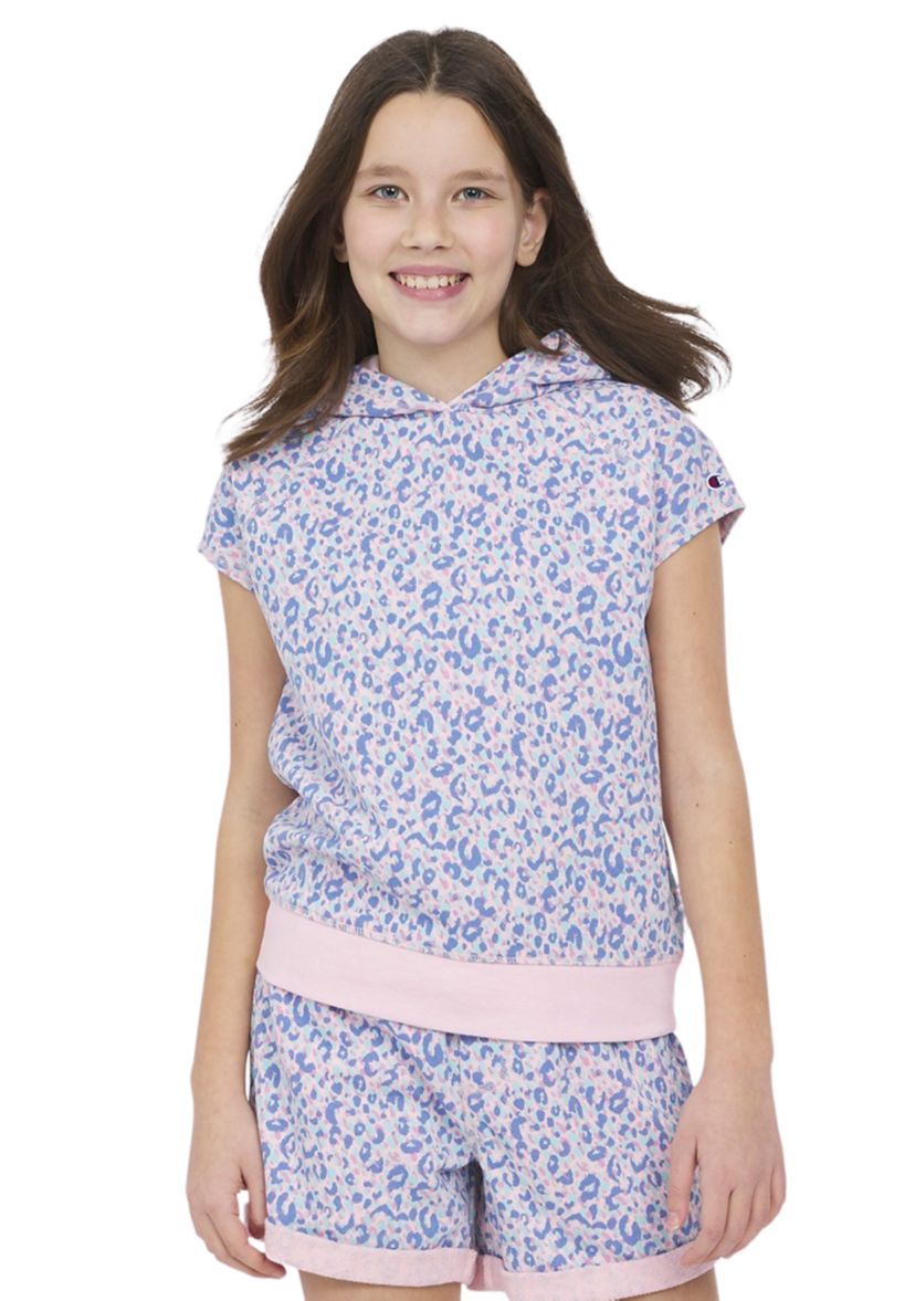 Girls 7-16 Leopard Printed Raglan Sleeve Hoodie