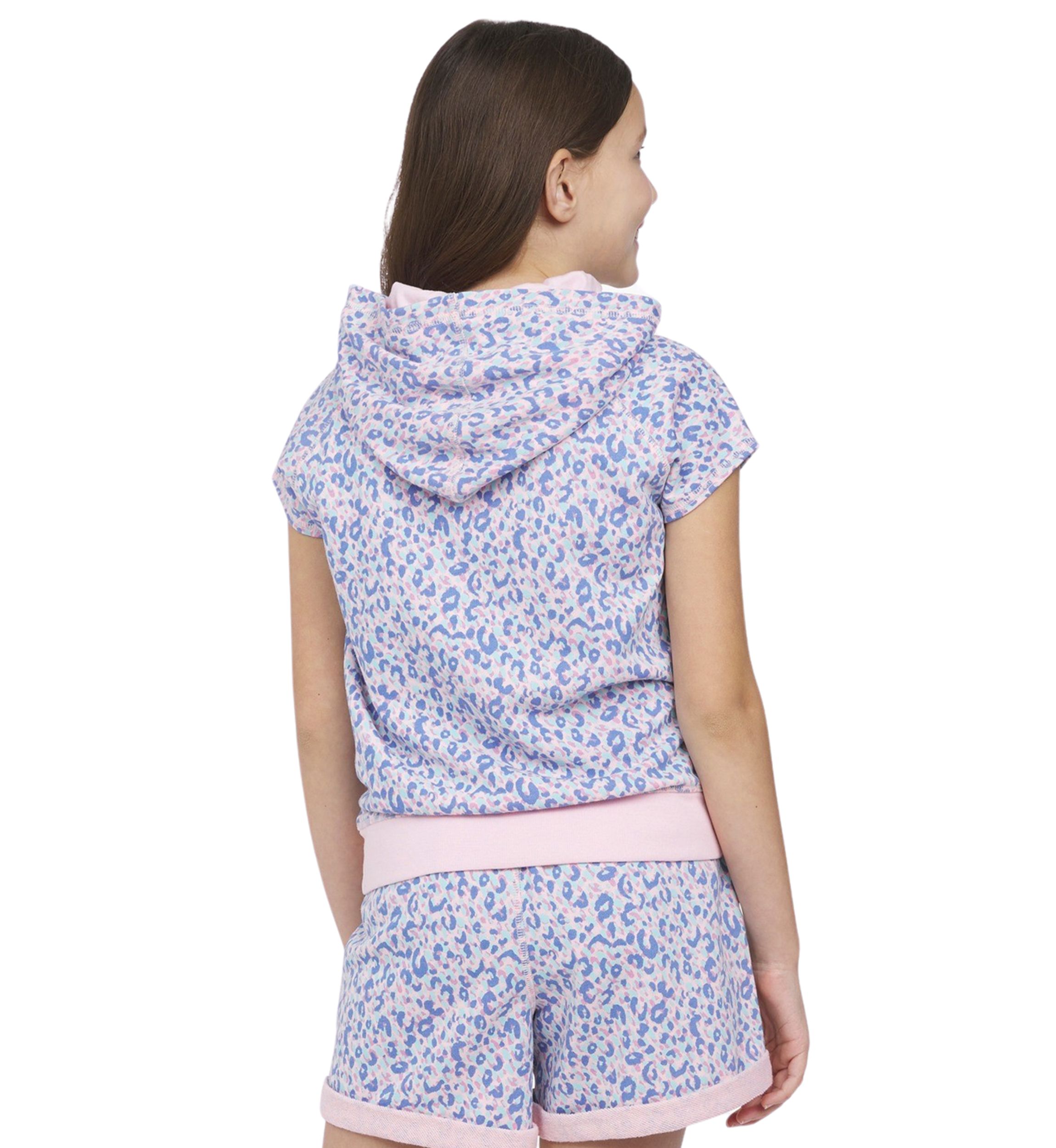 Girls 7-16 Leopard Printed Raglan Sleeve Hoodie