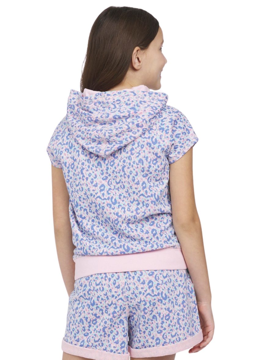 Girls 7-16 Leopard Printed Raglan Sleeve Hoodie