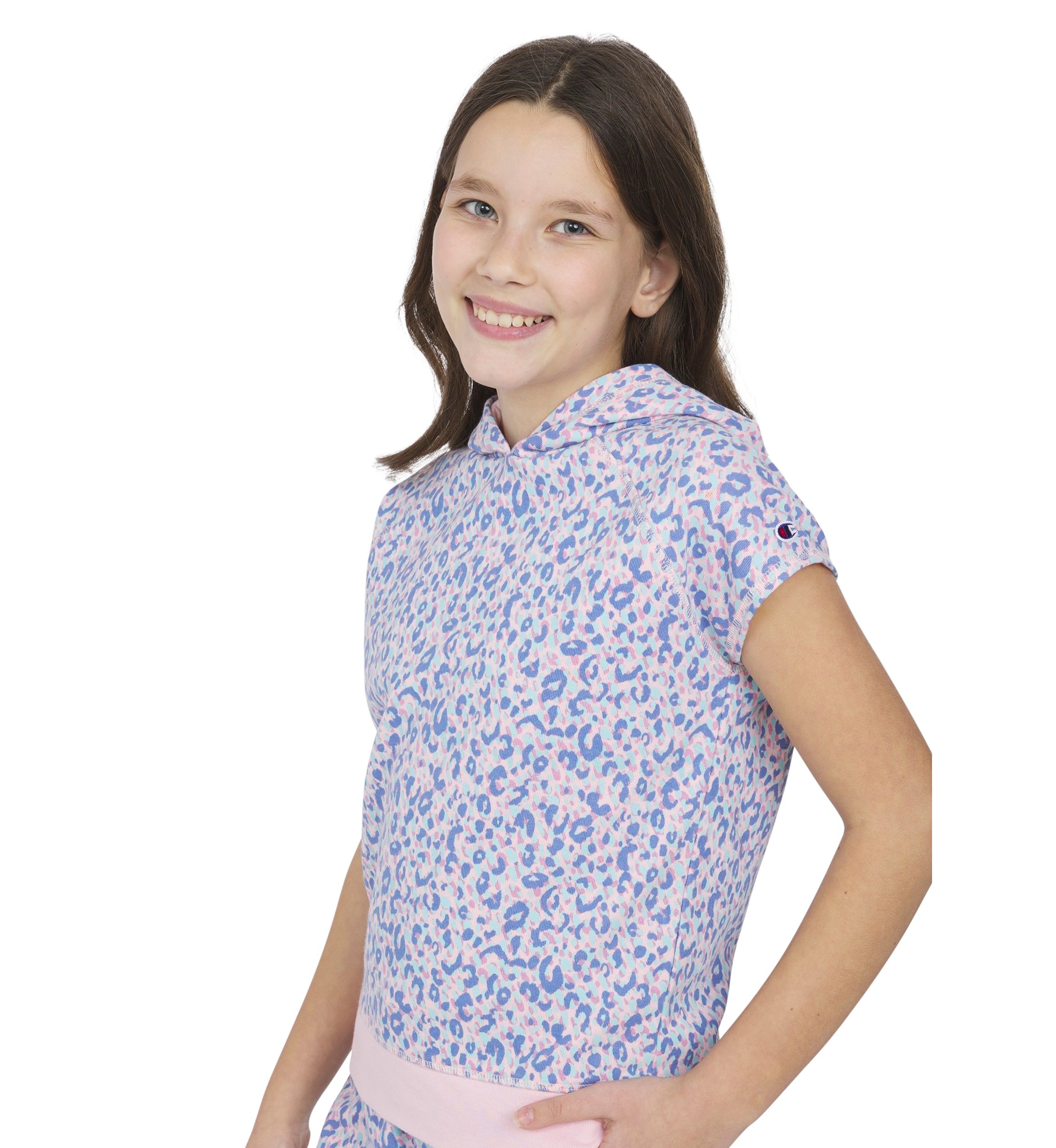 Girls 7-16 Leopard Printed Raglan Sleeve Hoodie
