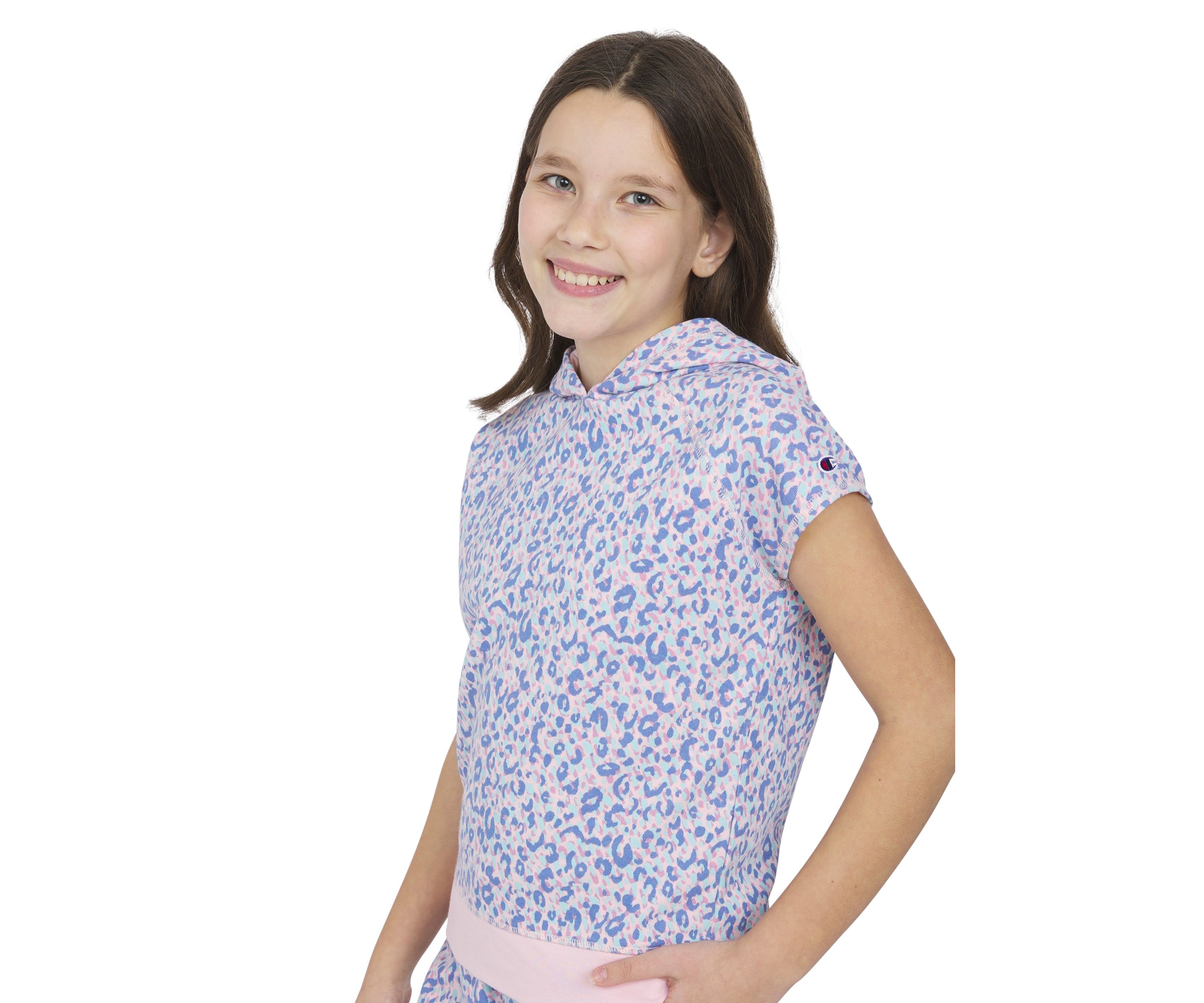 Girls 7-16 Leopard Printed Raglan Sleeve Hoodie
