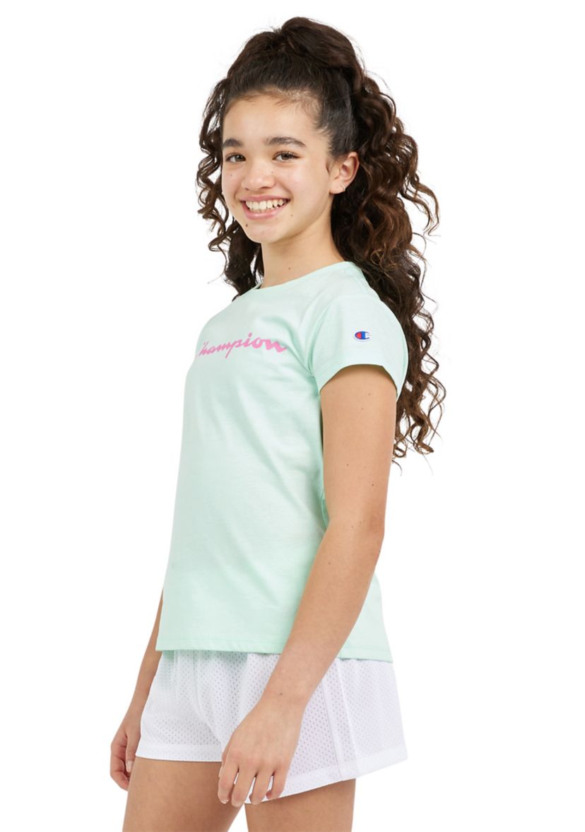Girls 7-16 Short Sleeve Script Logo Graphic T-Shirt