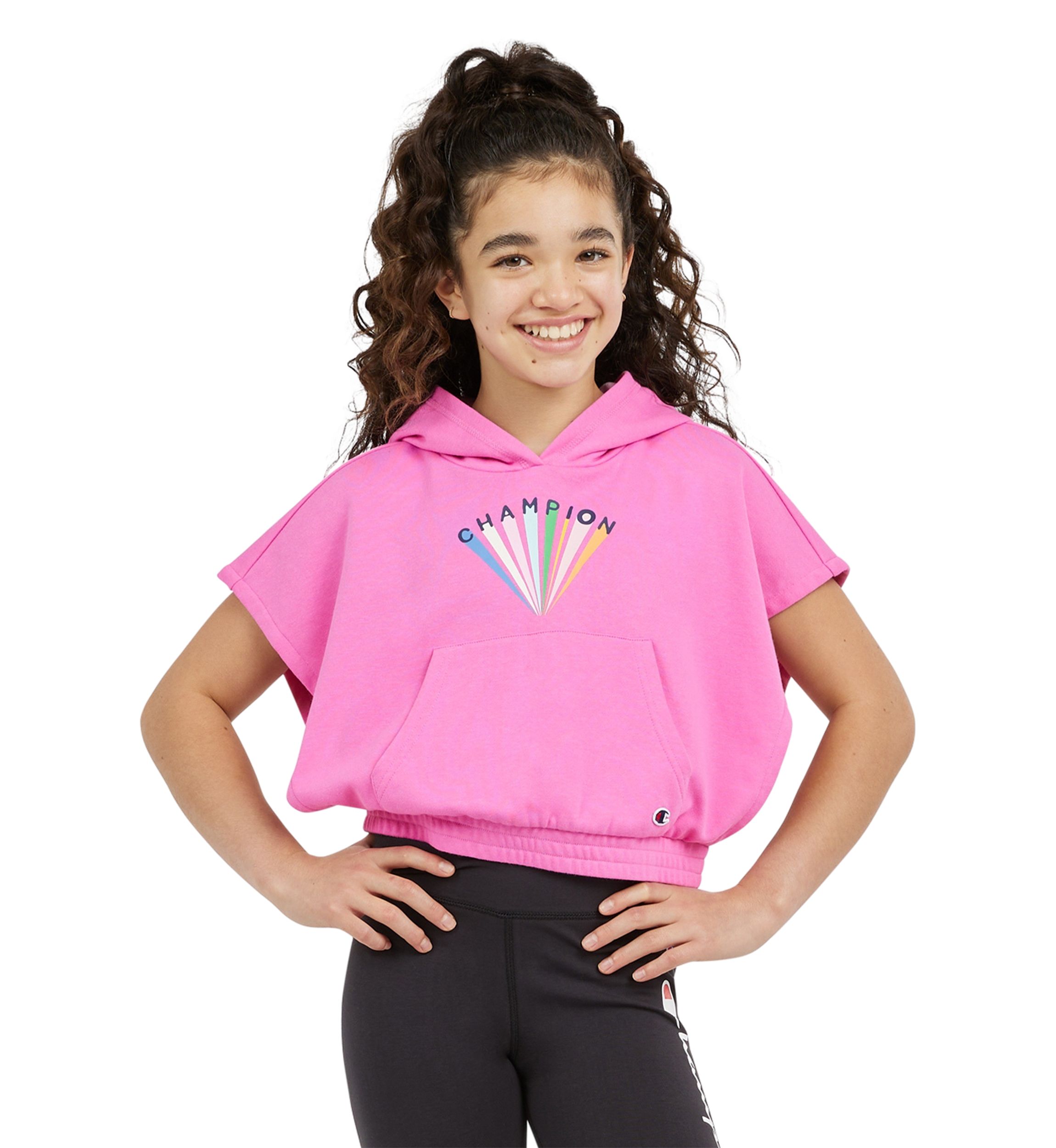 Girls 7-16 Hooded Short Sleeve Graphic Top